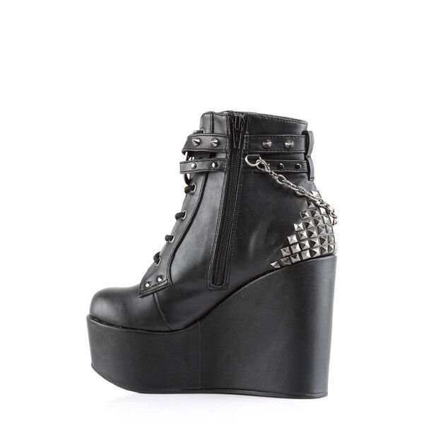 Other DEMONIA Poison 101 Charm Chain 5" Wedge Heel Goth Ankle Boot Size US 12 / IT 42 - 5 Thumbnail