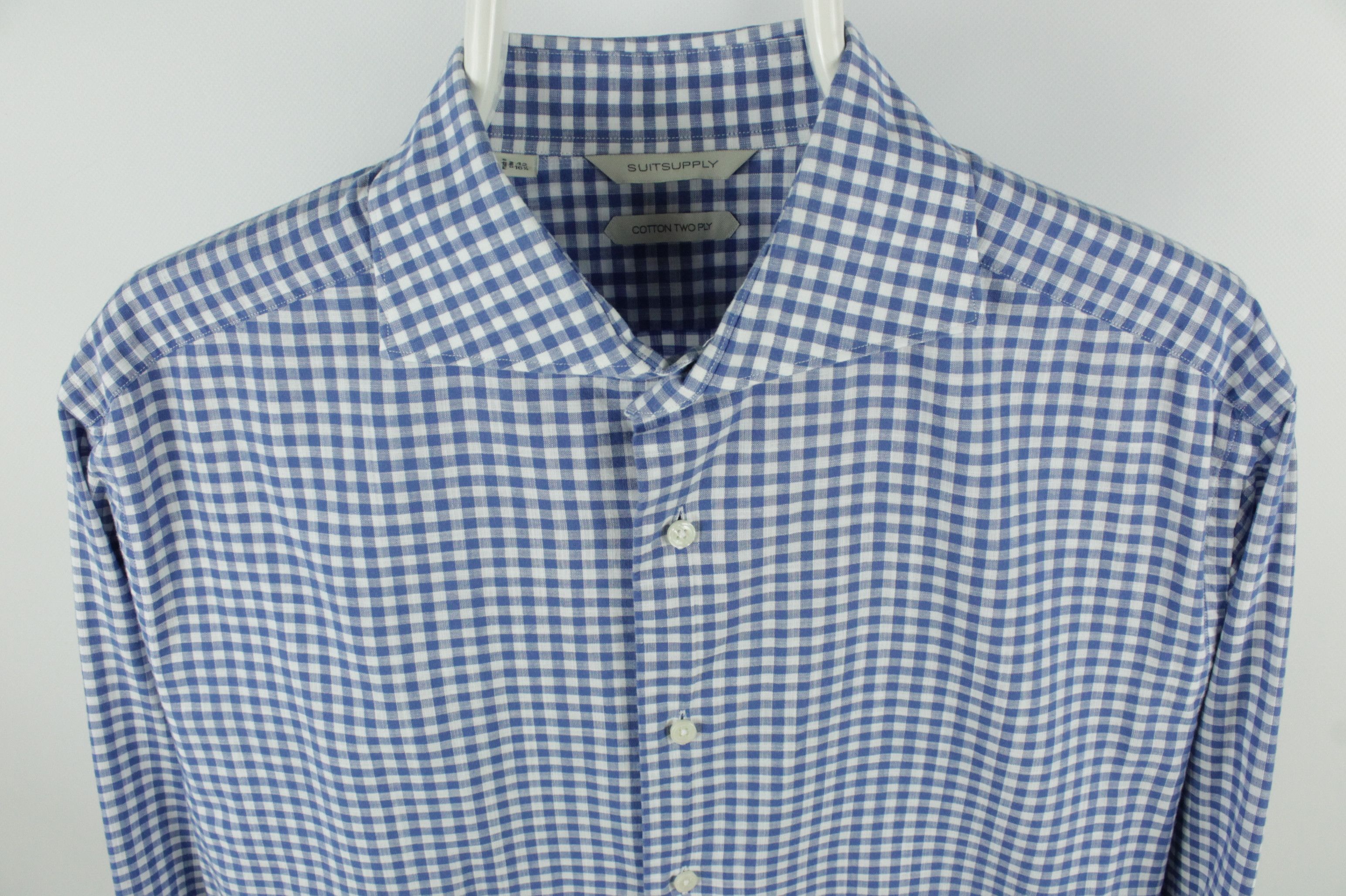 Suitsupply Suitsupply Cotton Two Ply Regular Fit Check Formal Shirt Size US L / EU 52-54 / 3 - 2 Thumbnail