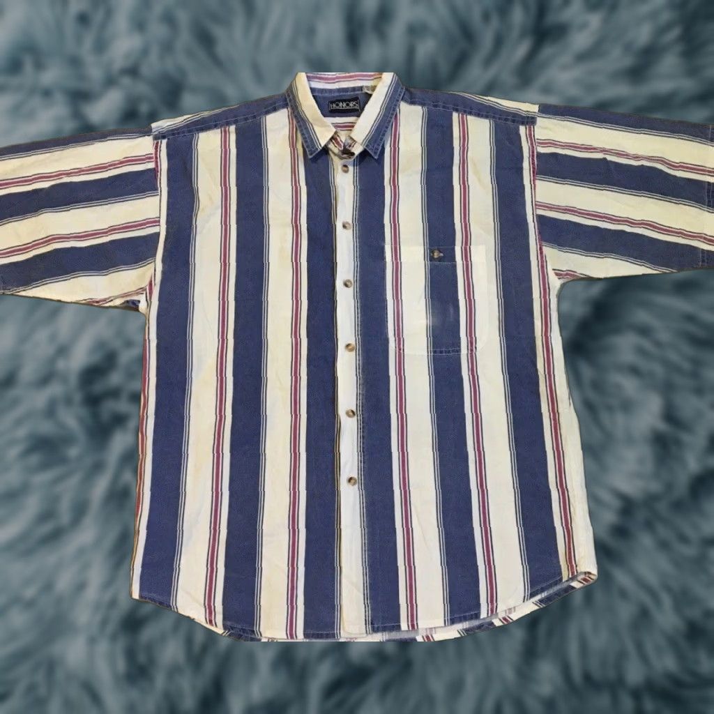 Gotcha VINTAGE 90s Striped Faded Button-Up Shirt Blue L Surf Skate Beach Grunge AOP Vaporwave Gotcha OP 80 Mens Size US L / EU 52-54 / 3 - 1 Thumbnail