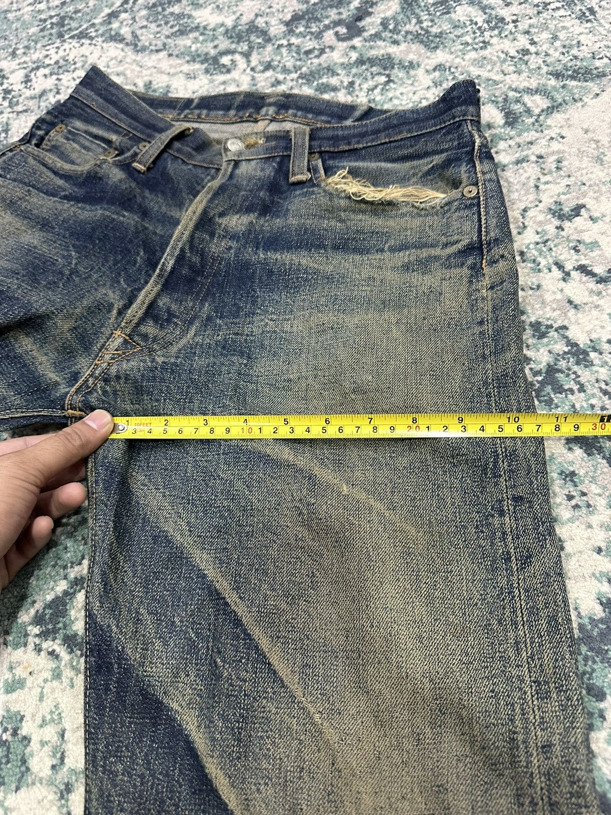 Denime Vintage Denime Faded Honeycomb Selvedge Distressed Jeans Size US 30 / EU 46 - 18 Thumbnail
