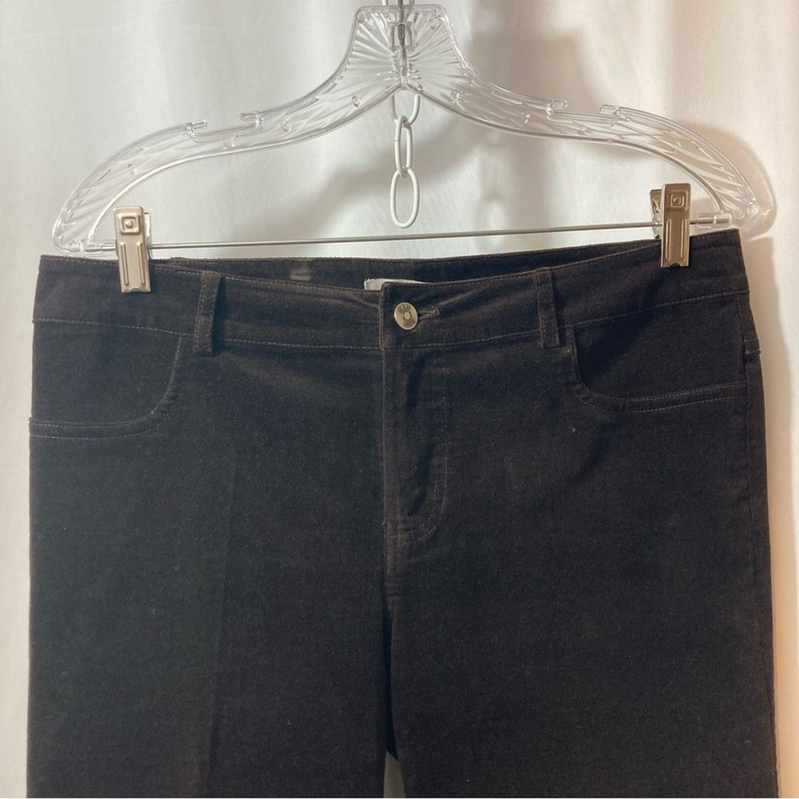 Other CAbi Brown Velvet Velour Straight Leg Trousers Slacks Pants Size 30" / US 8 / IT 44 - 2 Thumbnail