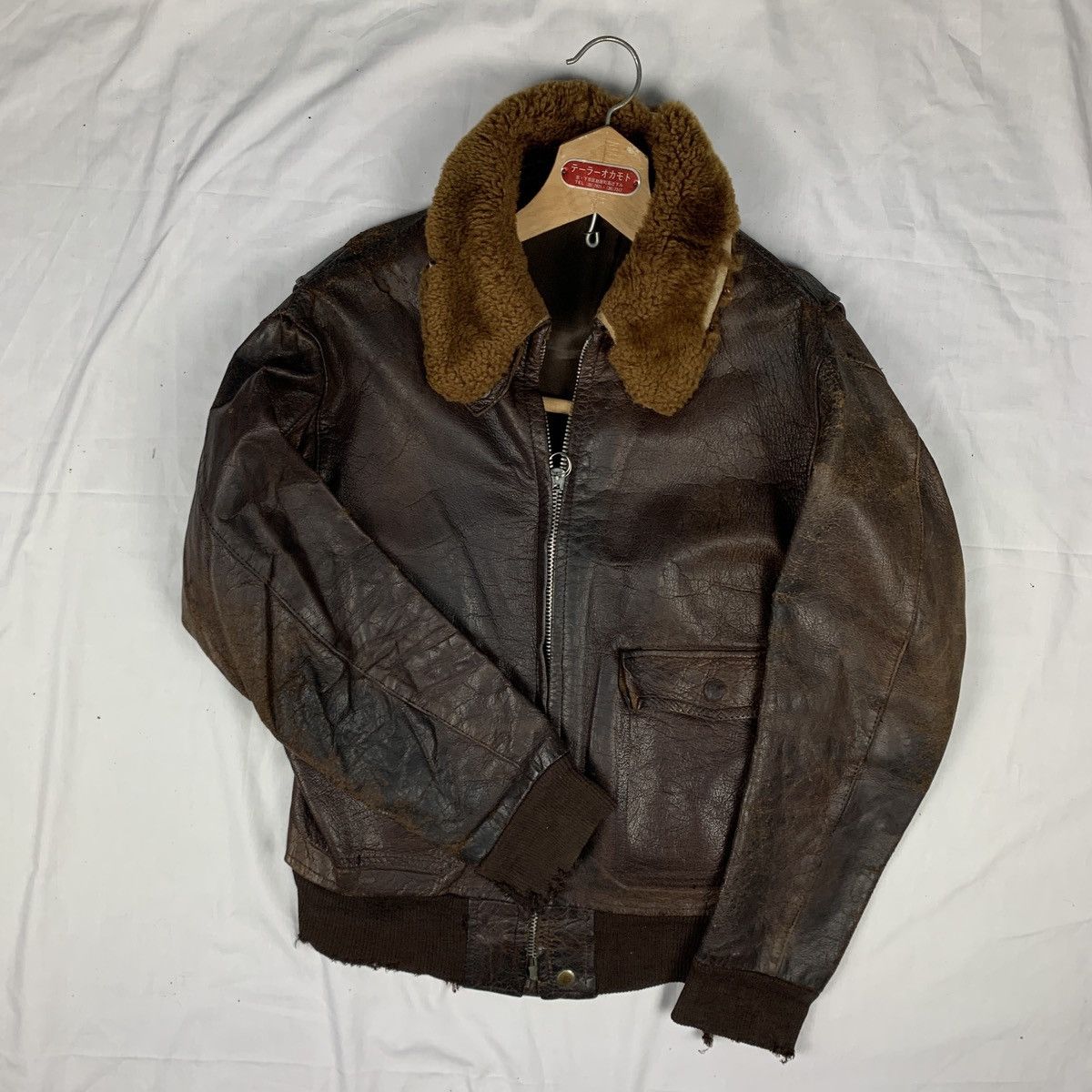 image of Original Vintage Usn G-1 Leather Jacket 1950S in Brown Sugar, Men's (Size 2XS)