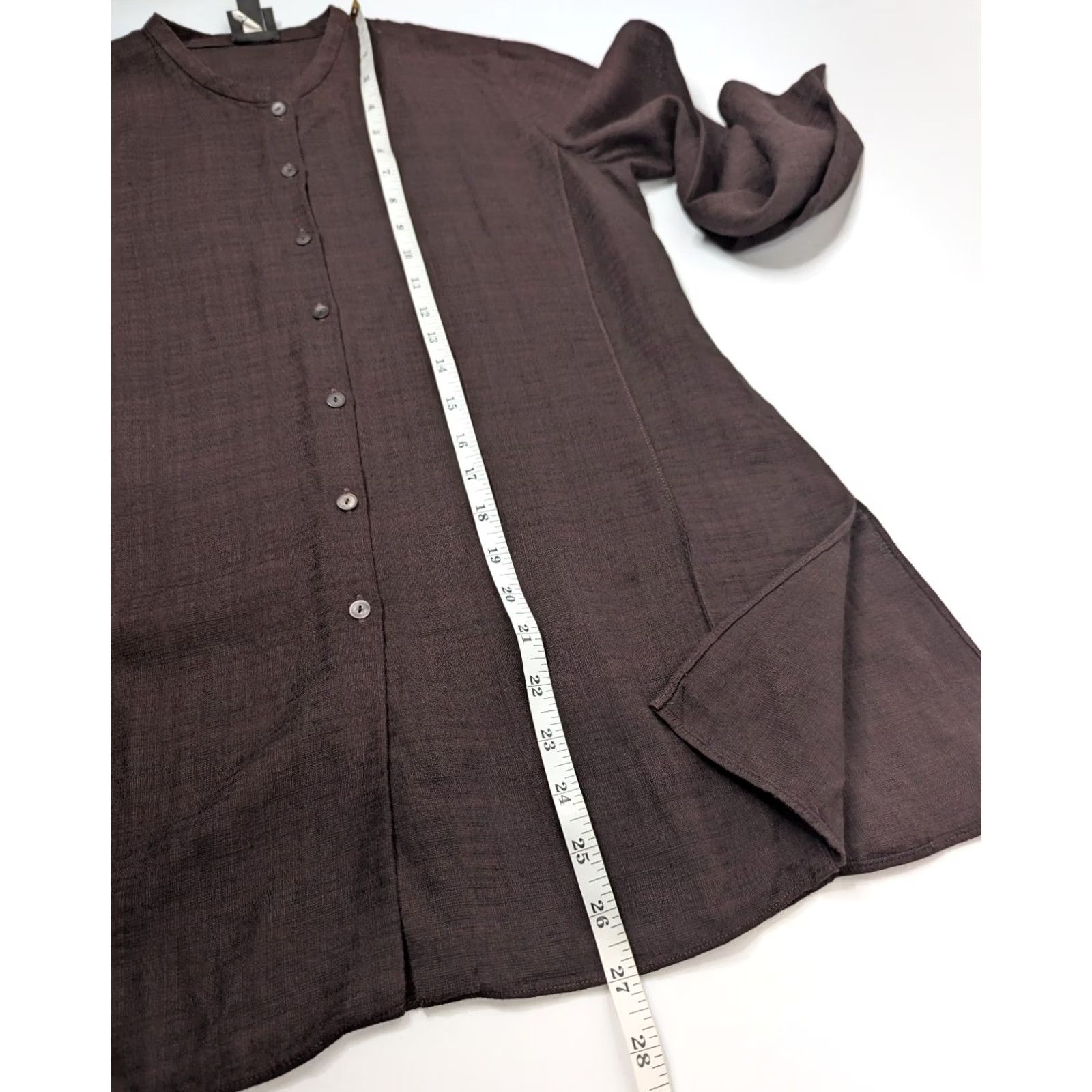 Eileen Fisher Eileen Fisher Brown Tunic Shirt PP 3/4 Sleeve Linen Blend Button Top Petite Size Women Size XXS / US 00 / IT 34 - 5 Thumbnail