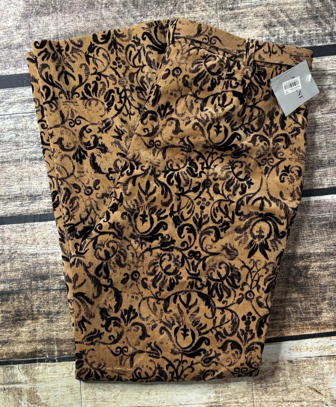 Alfani Alfani Pants Women's 16 Corduroy Abstract Tan Belted $89 Size 38" / US 16 / IT 52 - 1 Thumbnail