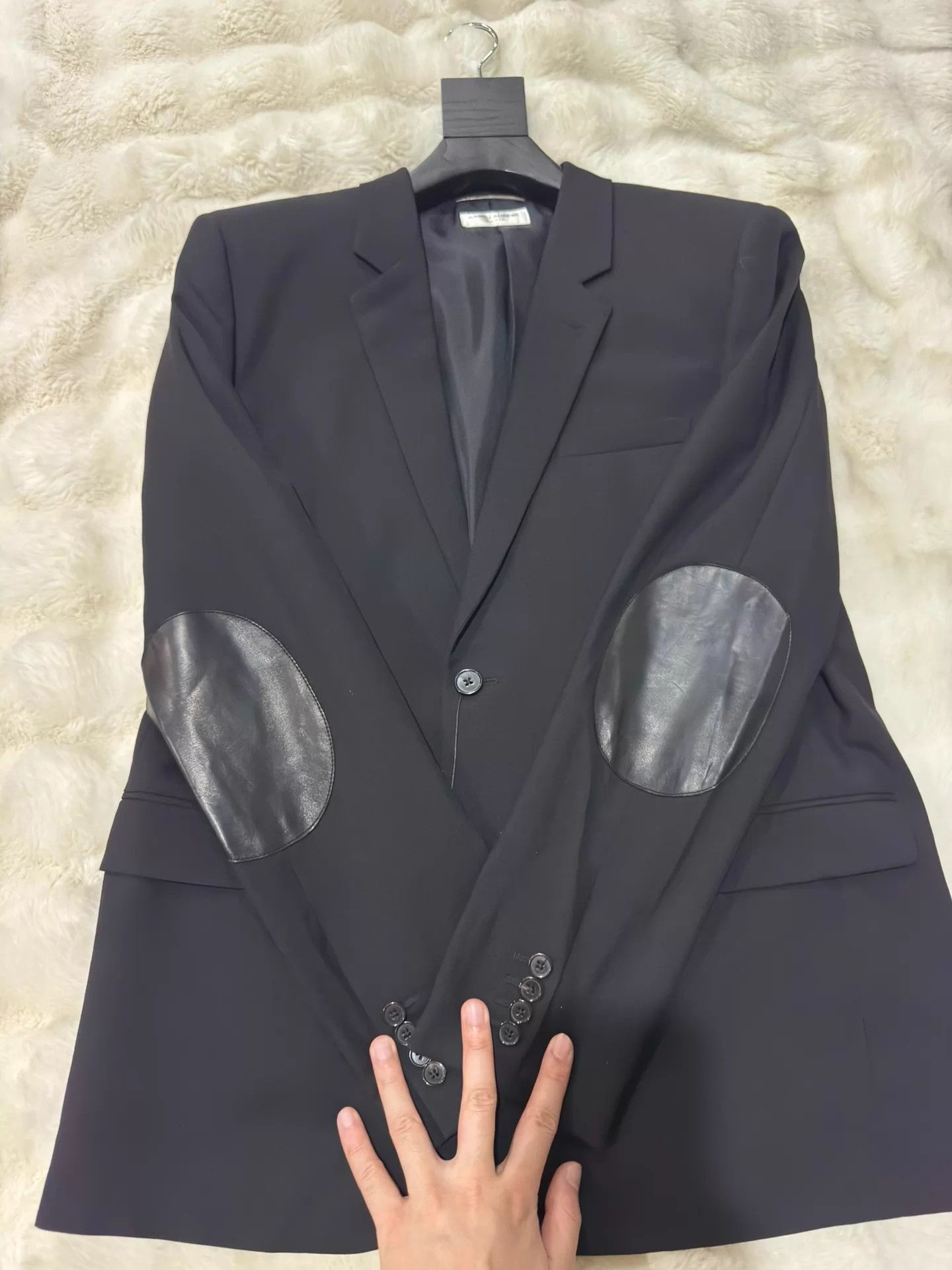Saint Laurent Paris Saint Laurent SLP Hedi Leather Sleeve Wool Blazer 56 W/tags Size US XL / EU 56 / 4 - 9 Thumbnail