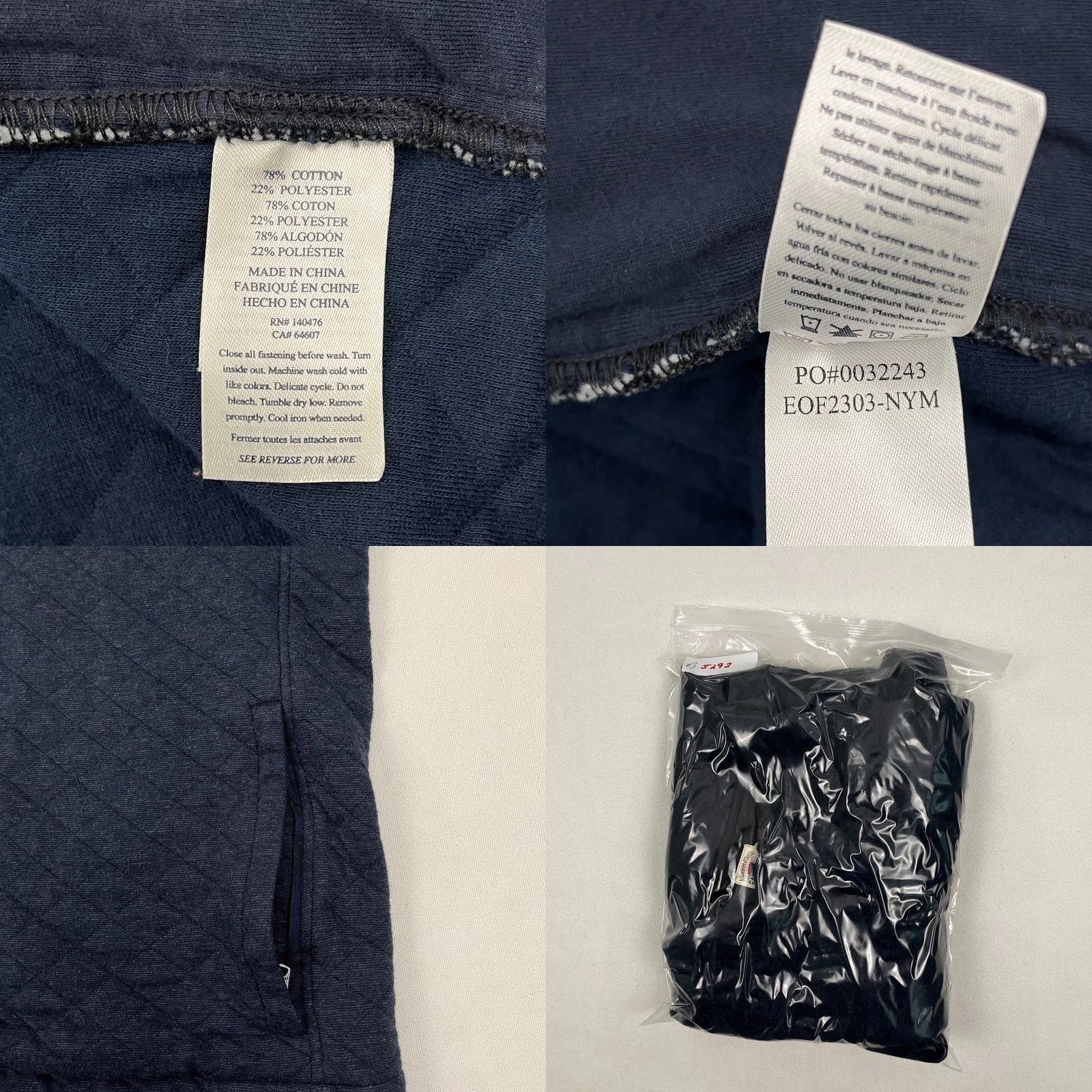 Faherty Faherty Vest Quilted Fleece Full Zip Blue 2XLT Mens - Preppy, Outdoor, Classic, All Seasons, Lightweight, Stand-Up Collar, Regular Fit, Big & Tall Size US XXL / EU 58 / 5 - 8 Thumbnail