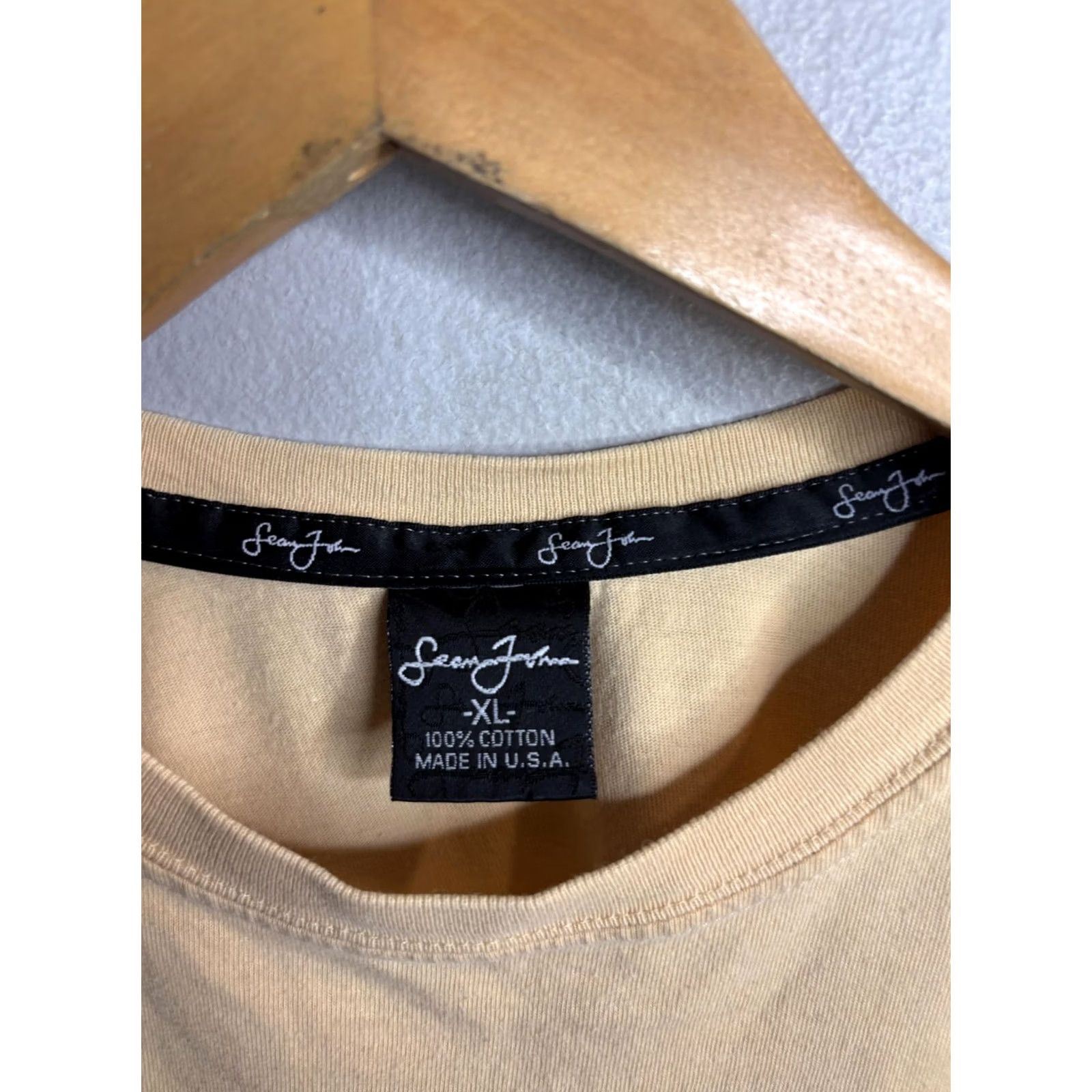 Sean John VINTAGE Sean John Shirt Mens XL Beige Big Denim Graphic Tee Made USA Hip Hop Streetwear Size US XL / EU 56 / 4 - 3 Thumbnail