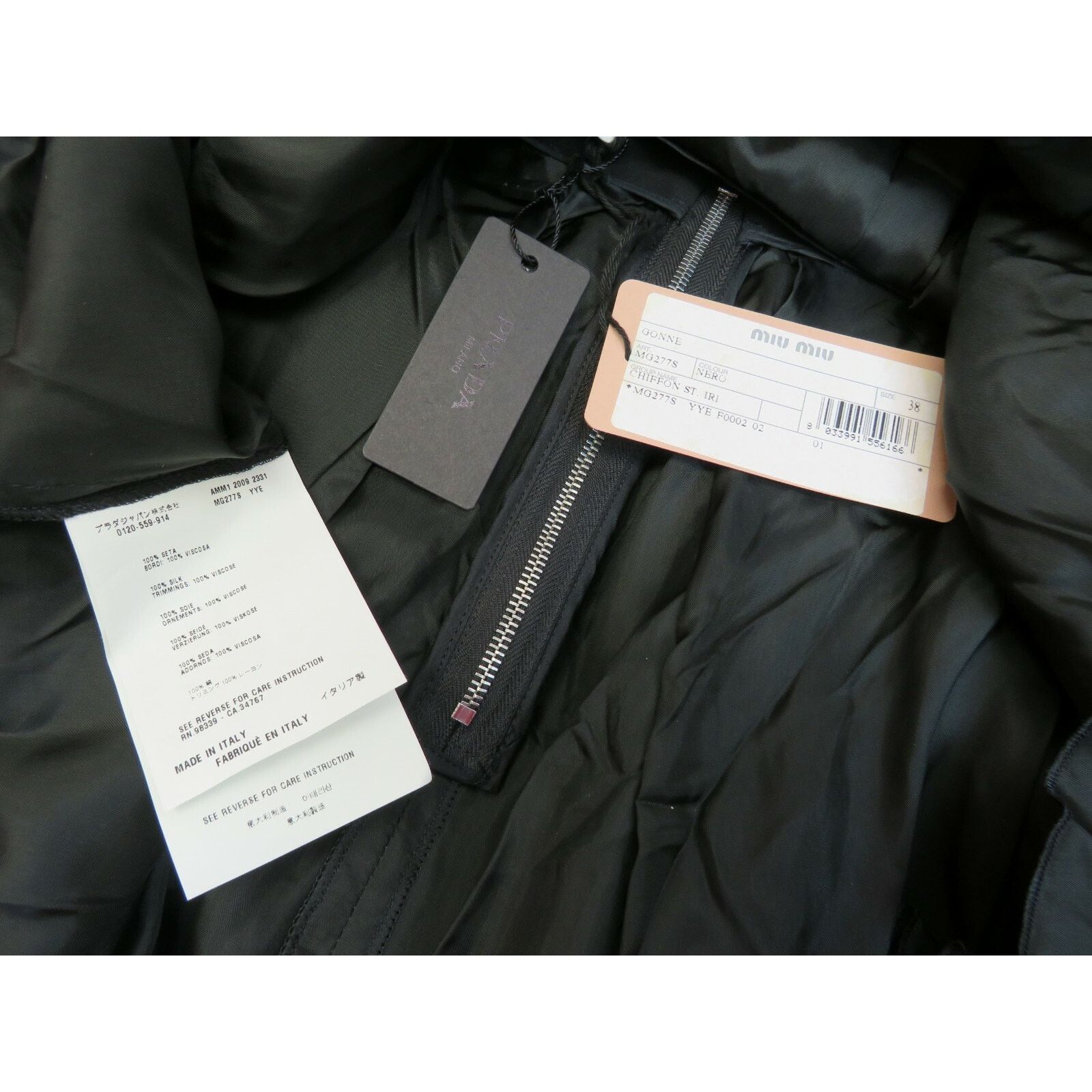Miu Miu MIU MIU PRADA BLACK FLORAL CHIFFON ZIP SHORT SKIRT 38 2 IT Size 26" / US 2 / IT 38 - 9 Thumbnail