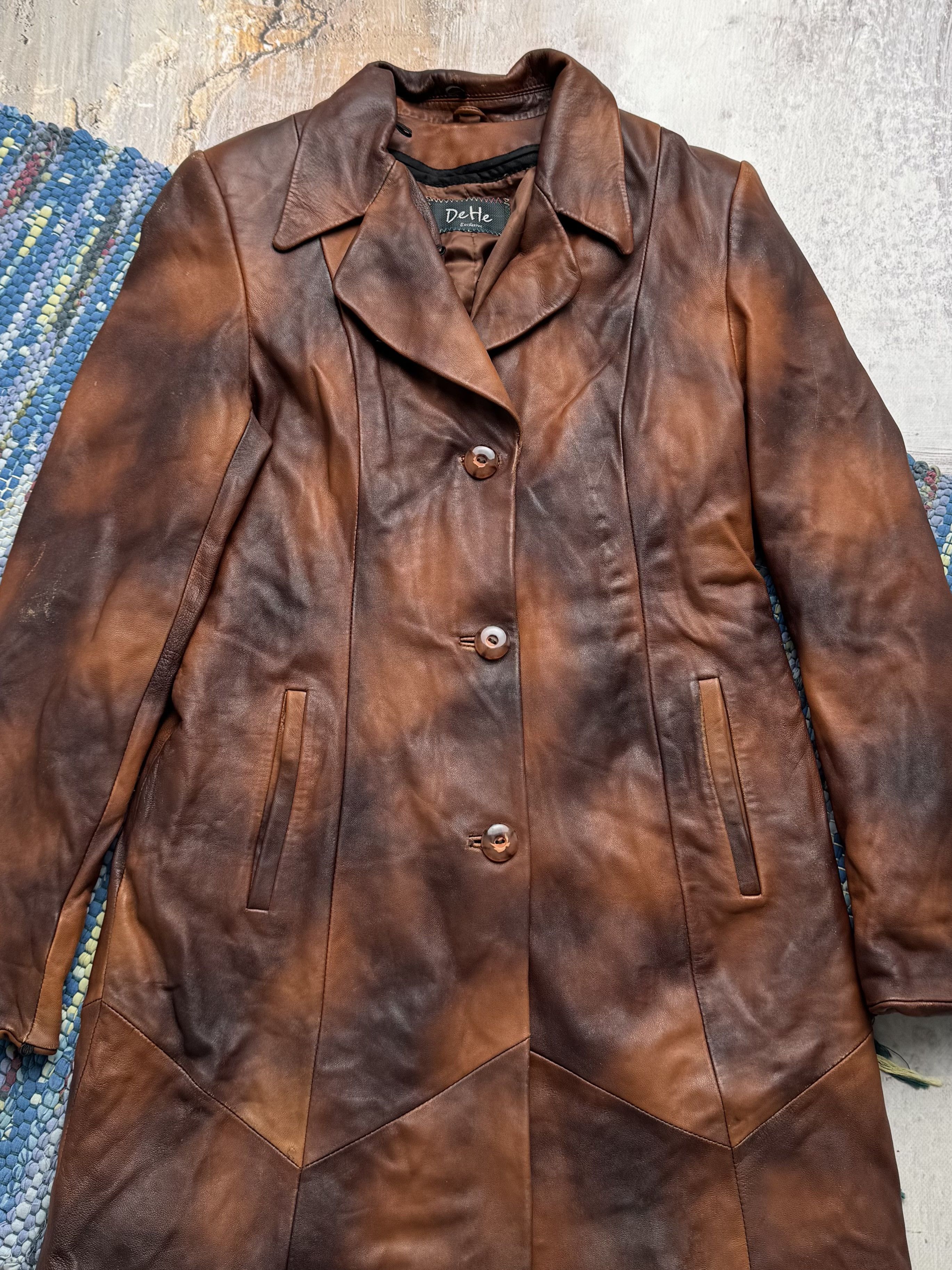 Vintage Vintage Faded Leather Coat A8(V1)D15 Size S / US 4 / IT 40 - 2 Thumbnail