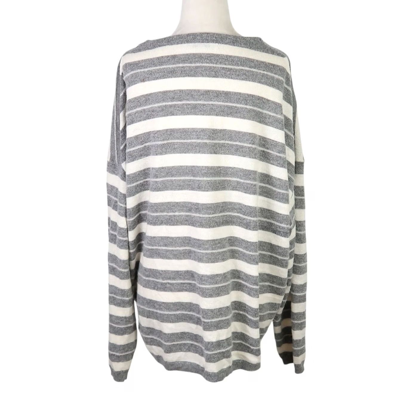 Allsaints ALLSAINTS Sweater Womens S Grey and Cream Striped Alpaca Wool Blend Size S / US 4 / IT 40 - 4 Thumbnail