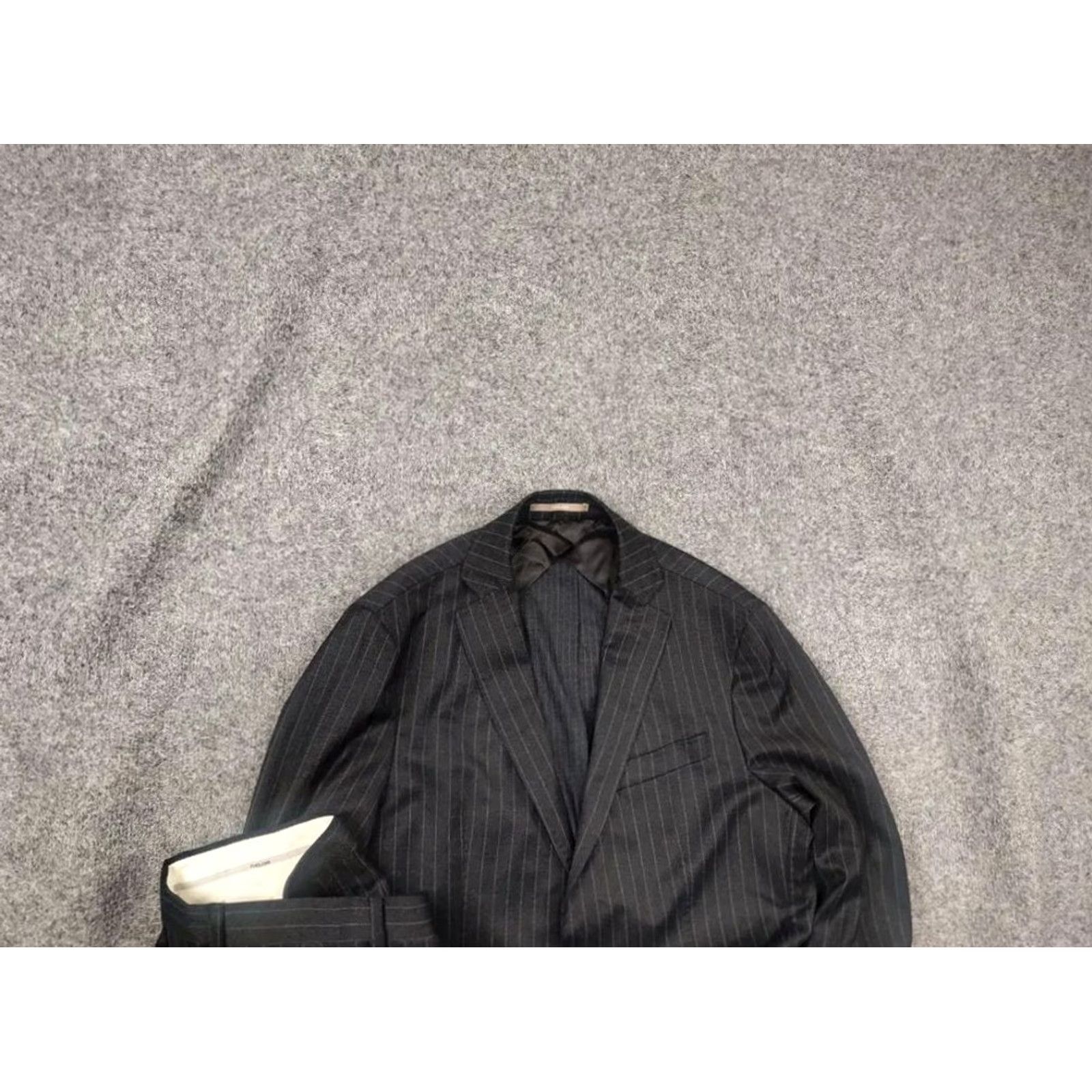 Paoloni Paoloni Quarantotto Reda Super 110s Wool Gray Striped Blazer Pants Suit Size 40R - 2 Thumbnail