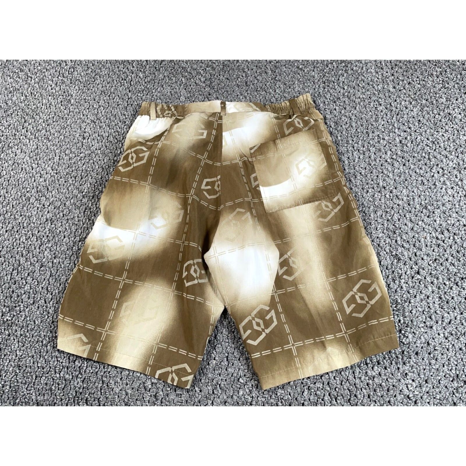 Vintage VTG Brown Geometric Pattern Shorts Bermuda Mens Large 12" Inseam Hip Hop 90s Vintage Streetwear Denim Polyester Stretch Size US 33 - 2 Thumbnail