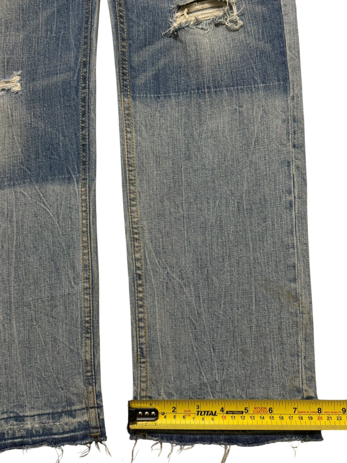 Number (N)ine Vintage Y2K Japanese Brand Blue Faded Wash Distress Straight Size US 34 / EU 50 - 13 Thumbnail
