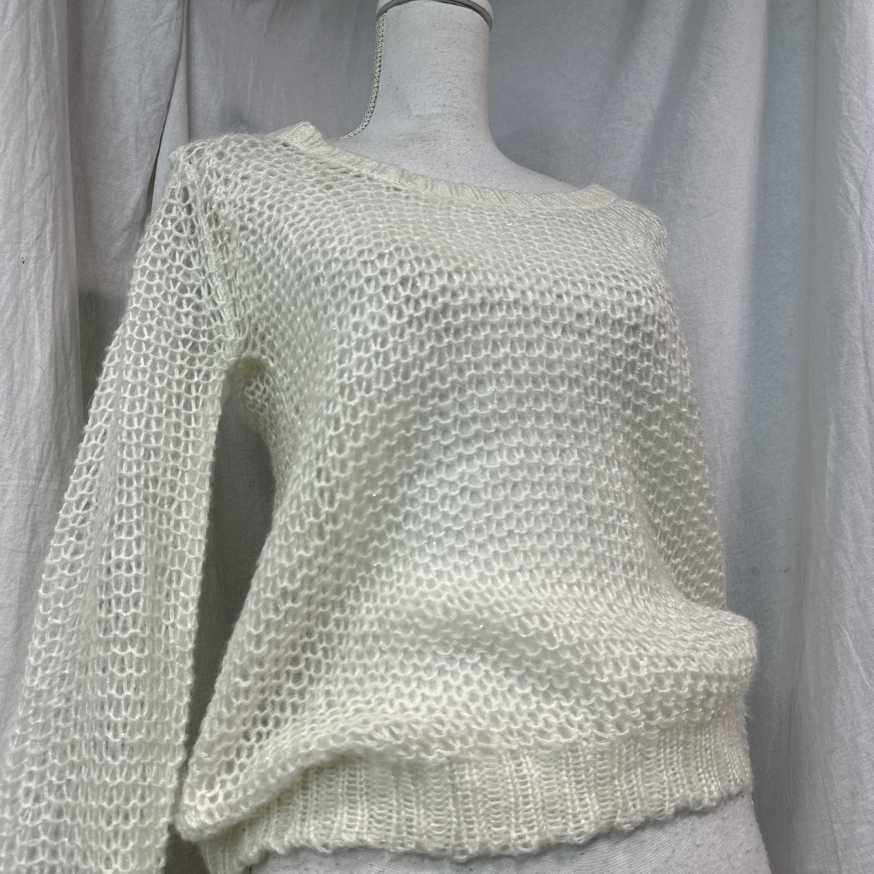 Vintage Vintage Avant Garde Crochet Openwork Sweater Y2K Size M / US 6-8 / IT 42-44 - 3 Thumbnail