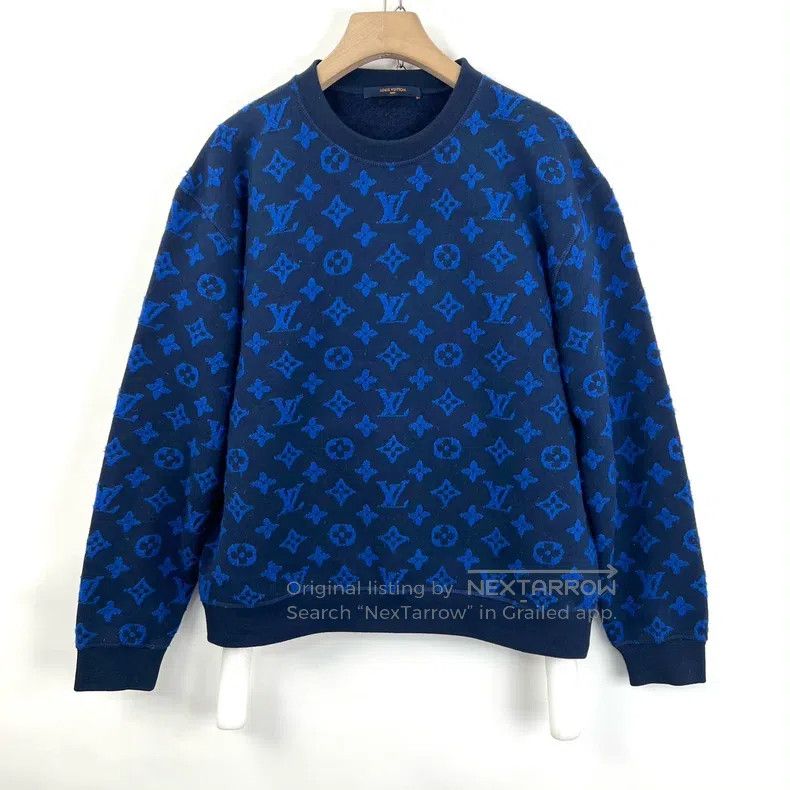 Louis Vuitton Louis Vuitton Blue presbyopic logo flocked sweatshirt Size US L / EU 52-54 / 3 - 1 Thumbnail