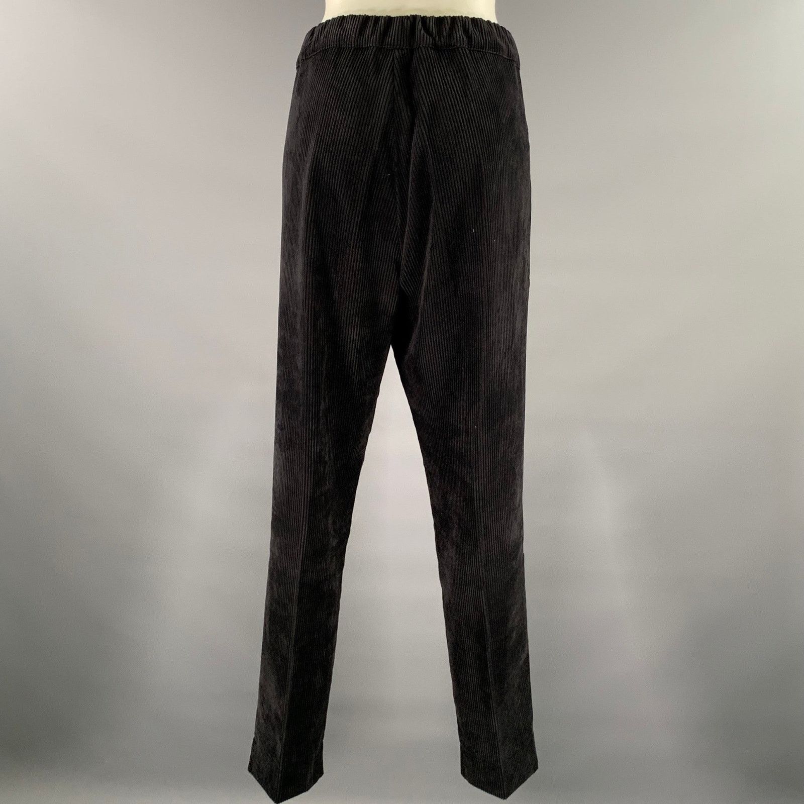 D.Exterior D. EXTERIOR Size 12 Black Polyester Elastane Corduroy Pants Size US 35 - 3 Thumbnail