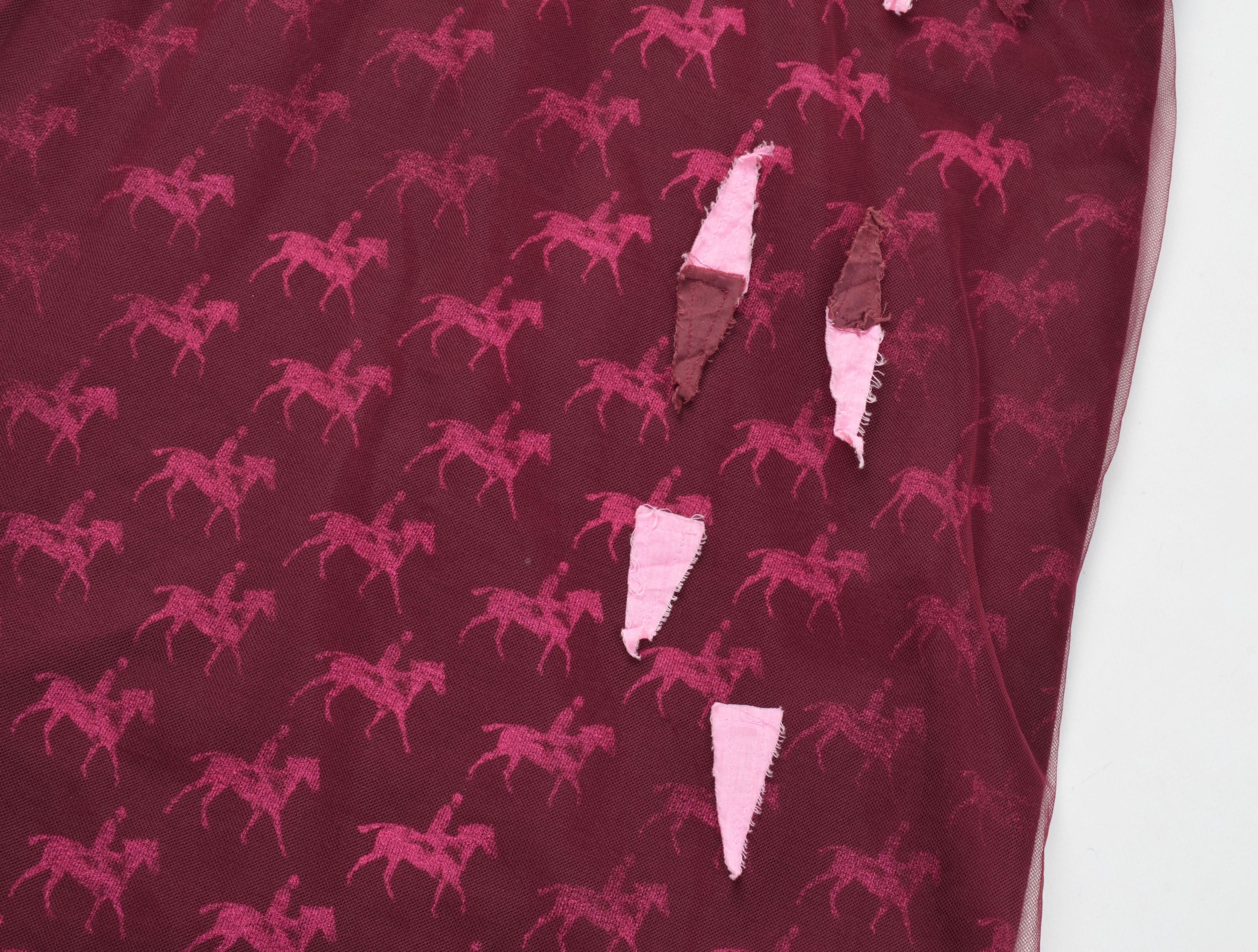 Designer × Vintage Otium Tulle Halter Appliqué Horse Print Mesh Overlay Dress Size M / US 6-8 / IT 42-44 - 6 Thumbnail
