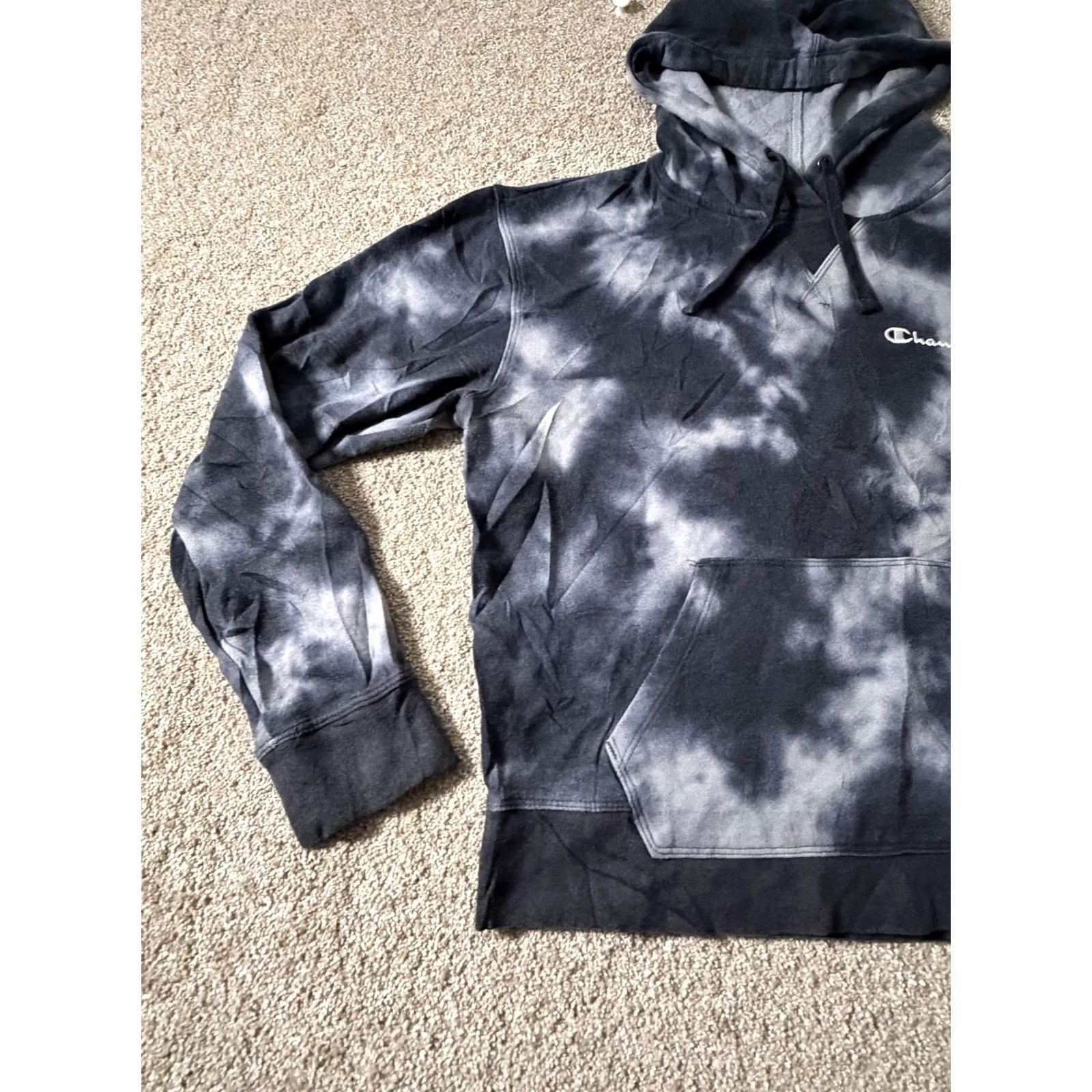 Champion Champion Hoodie Mens Medium Black Tie Dye Fleece Pullover Logo Sweatshirt Size US M / EU 48-50 / 2 - 2 Thumbnail