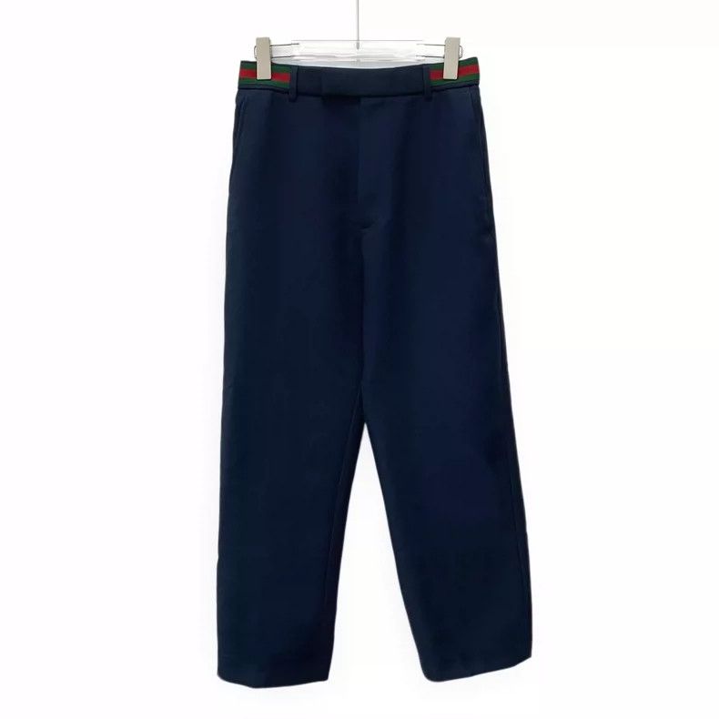 Gucci Gucci Dark blue striped webbing casual trousers Size US 30 / EU 46 - 1 Thumbnail