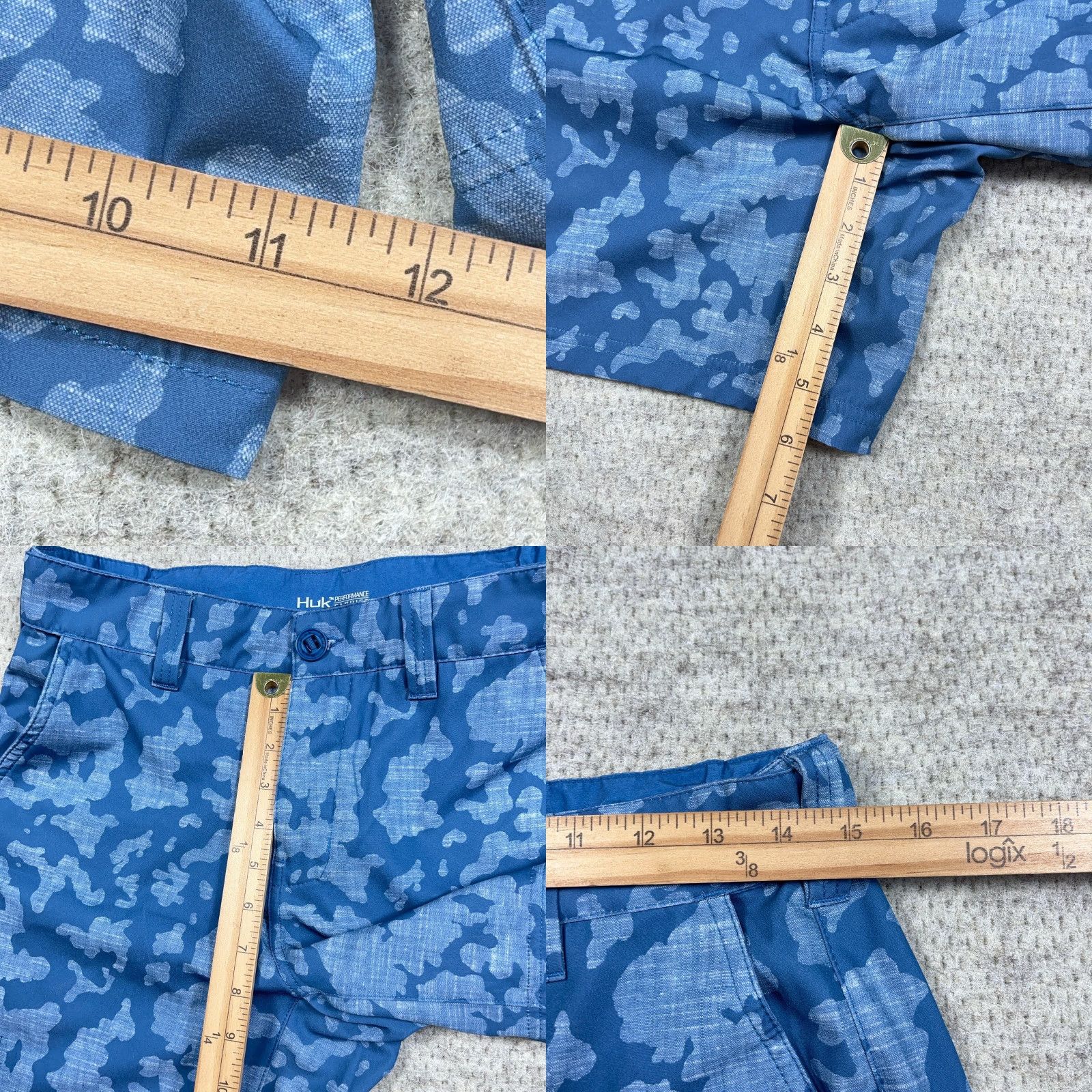 Vintage Huk Shorts Men Small Blue Camo Chino Performance Hiking 6" Inseam Fishing Size US 29 - 8 Thumbnail