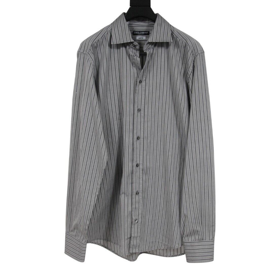 Dolce & Gabbana Martini Striped Button Down Shirt 43 / 17 Size US XL / EU 56 / 4 - 1 Thumbnail