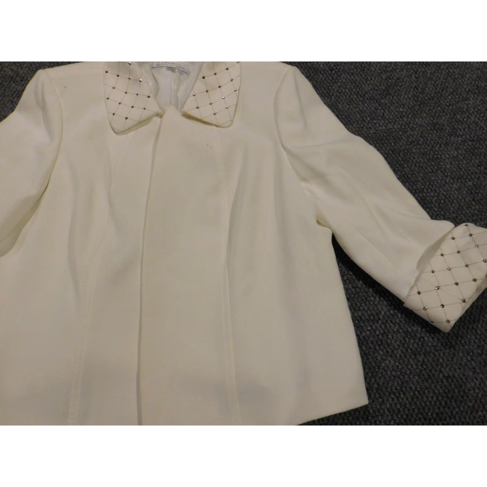 Vintage Tahari Jacket Womens 18W Plus White Open Chest Trench Coat Shirt? Size XXL / US 16-18 / IT 52-54 - 3 Thumbnail