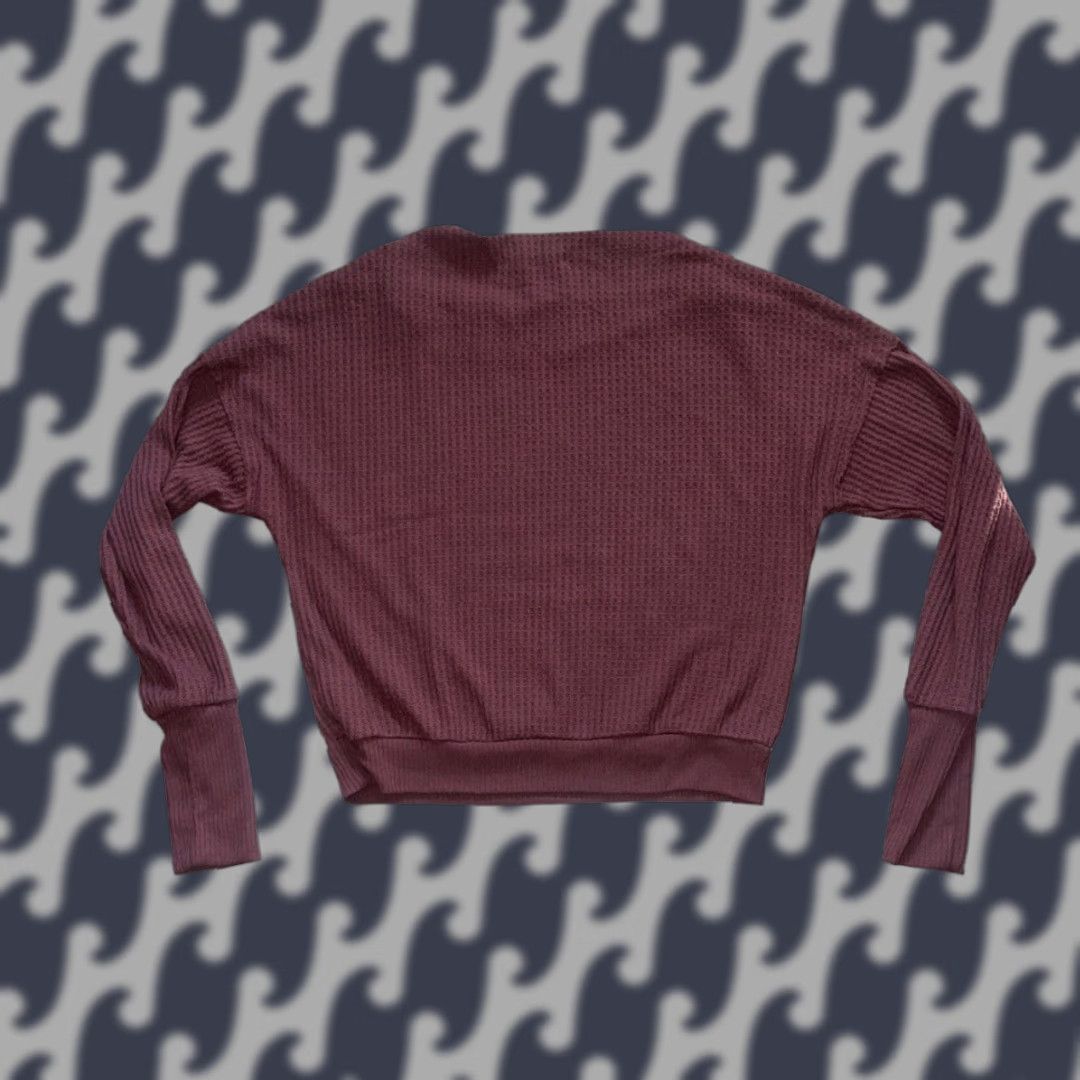 Vintage VINTAGE Project Social Women’s Small Waffle Knit Top Long Sleeved Shirt Maroon Size S / US 4 / IT 40 - 1 Thumbnail