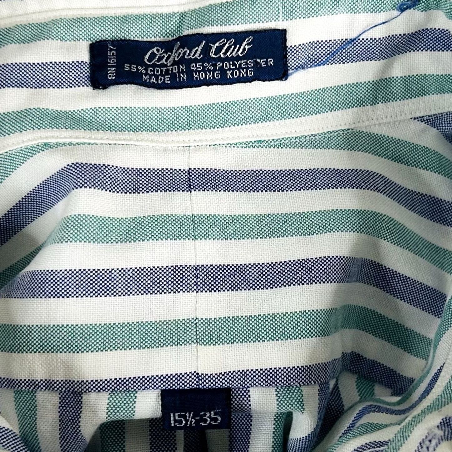 Gant GANT 15.5 35 Oxford Club Dress Shirt Blue Green Striped Button Down Cotton Blend Mens Size 42R - 3 Thumbnail