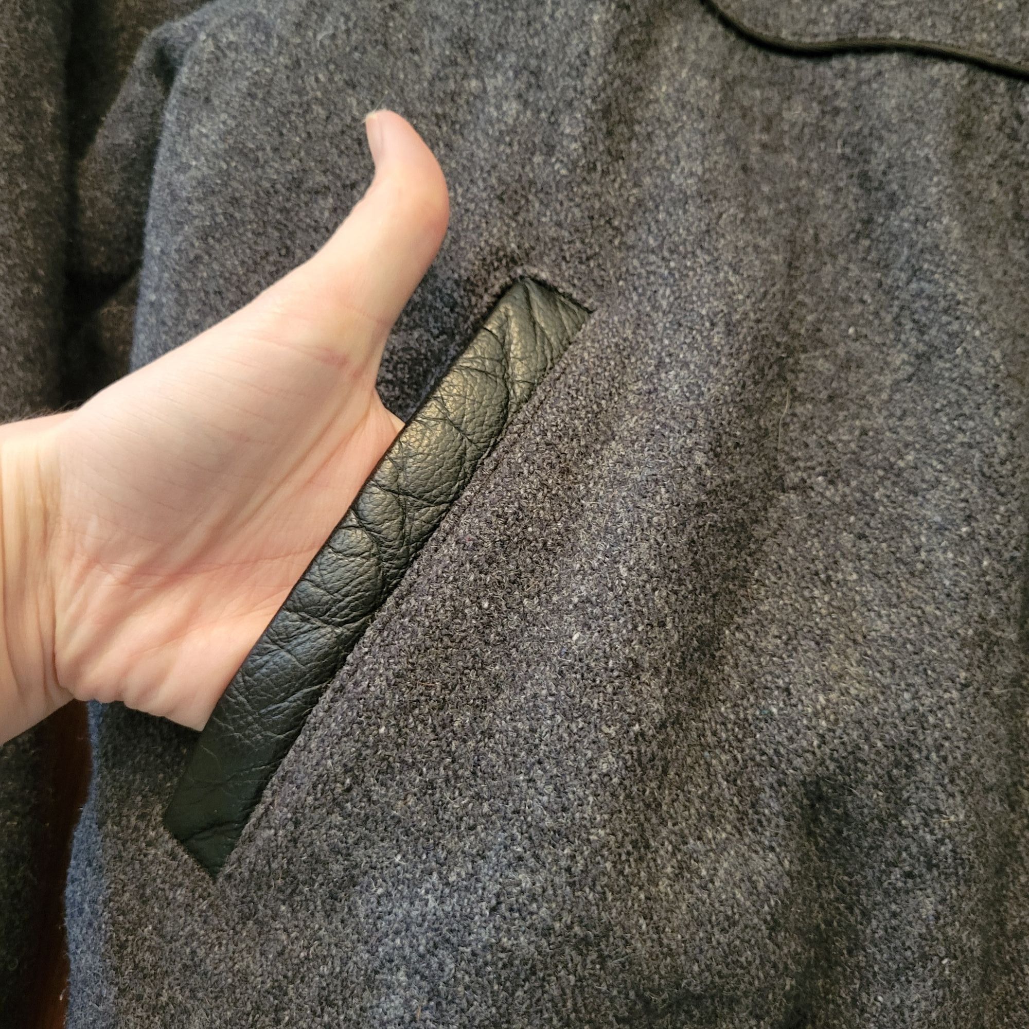 Vintage Mid West Garment L Wool Blend Charcoal Gray Bomber Jacket Em Size US L / EU 52-54 / 3 - 9 Thumbnail