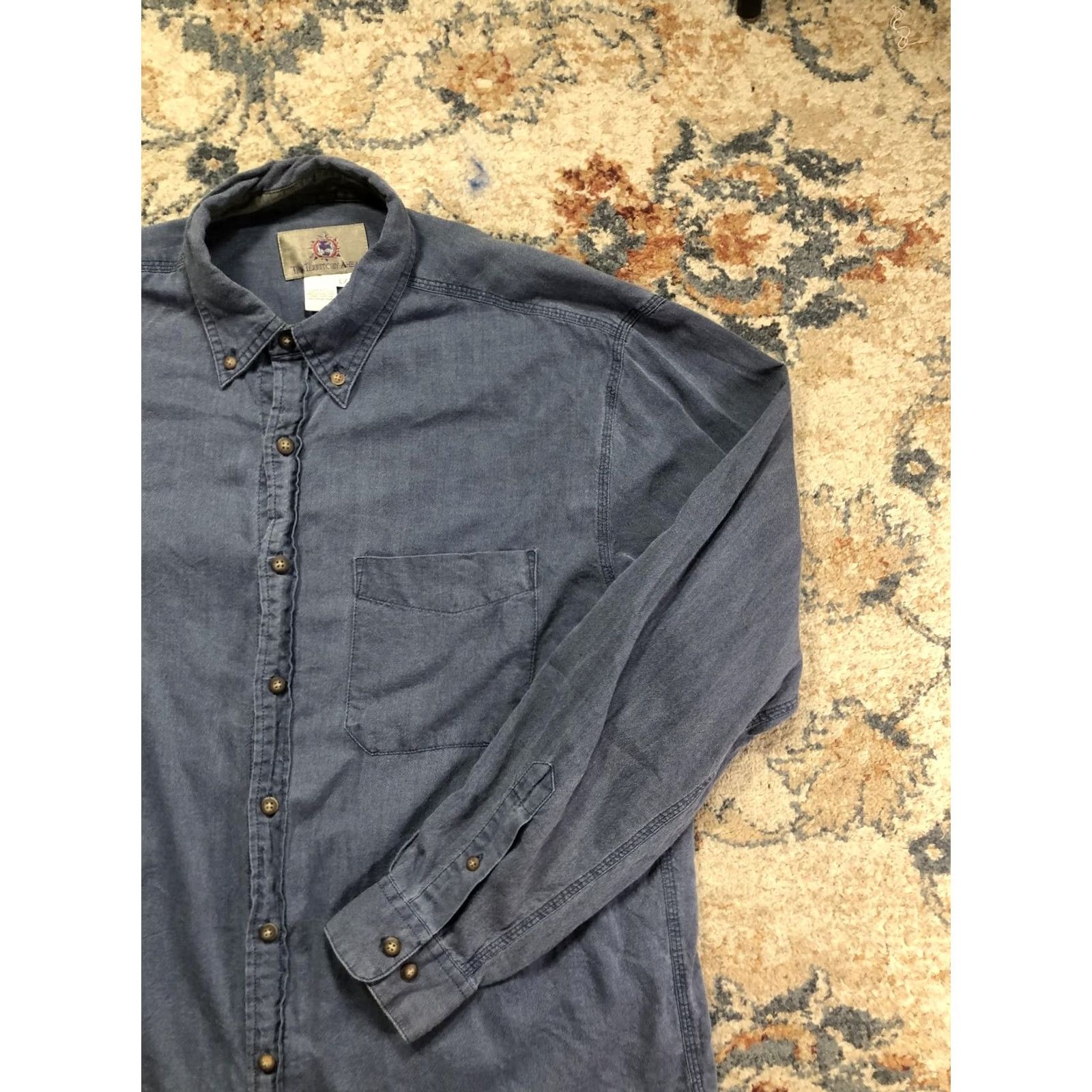 The Territory Ahead The Territory Ahead Shirt Mens LT Tall Blue Chambray Long Sleeve Button Down Size US L / EU 52-54 / 3 - 4 Thumbnail