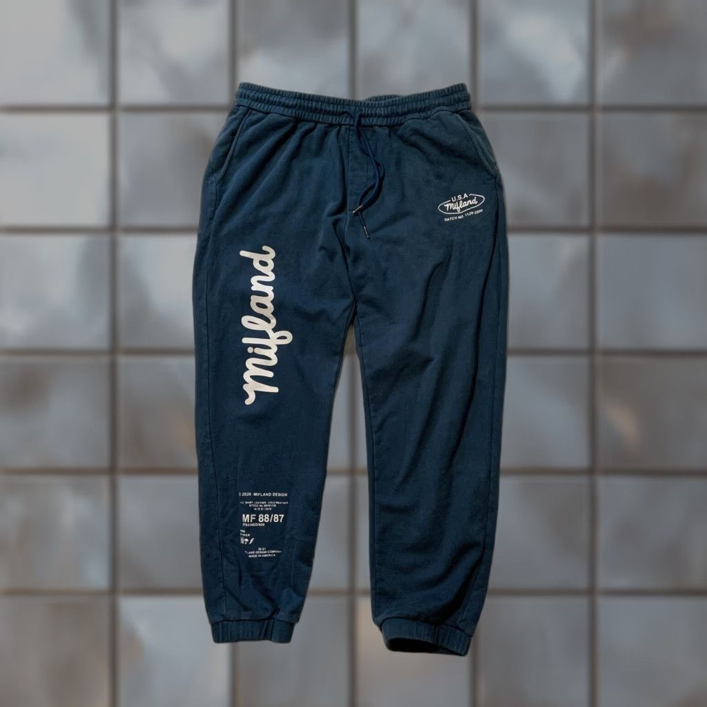 Vintage VINTAGE Mifland Script Fleece Knit Blue QS II 13oz Heavyweight Jogger Sweatpants Sz. XXL Mens Sweatpants Blue 2XL Regular Lightweight? Size US 39 - 1 Thumbnail