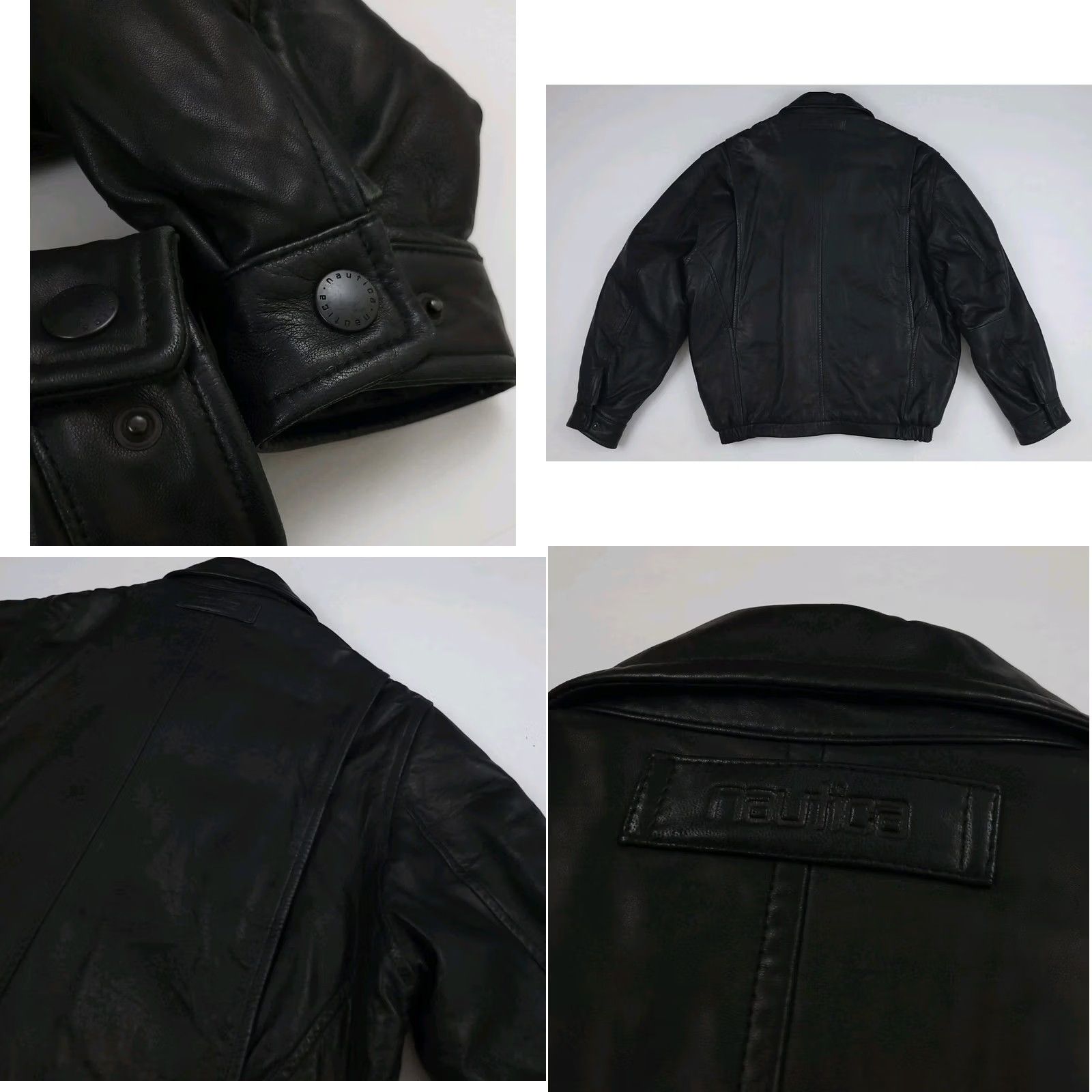 Nautica VINTAGE Nautica Leather Jacket Black Lined 90s USA Sz 40 Mens Jacket Size US XXS / EU 40 - 8 Thumbnail