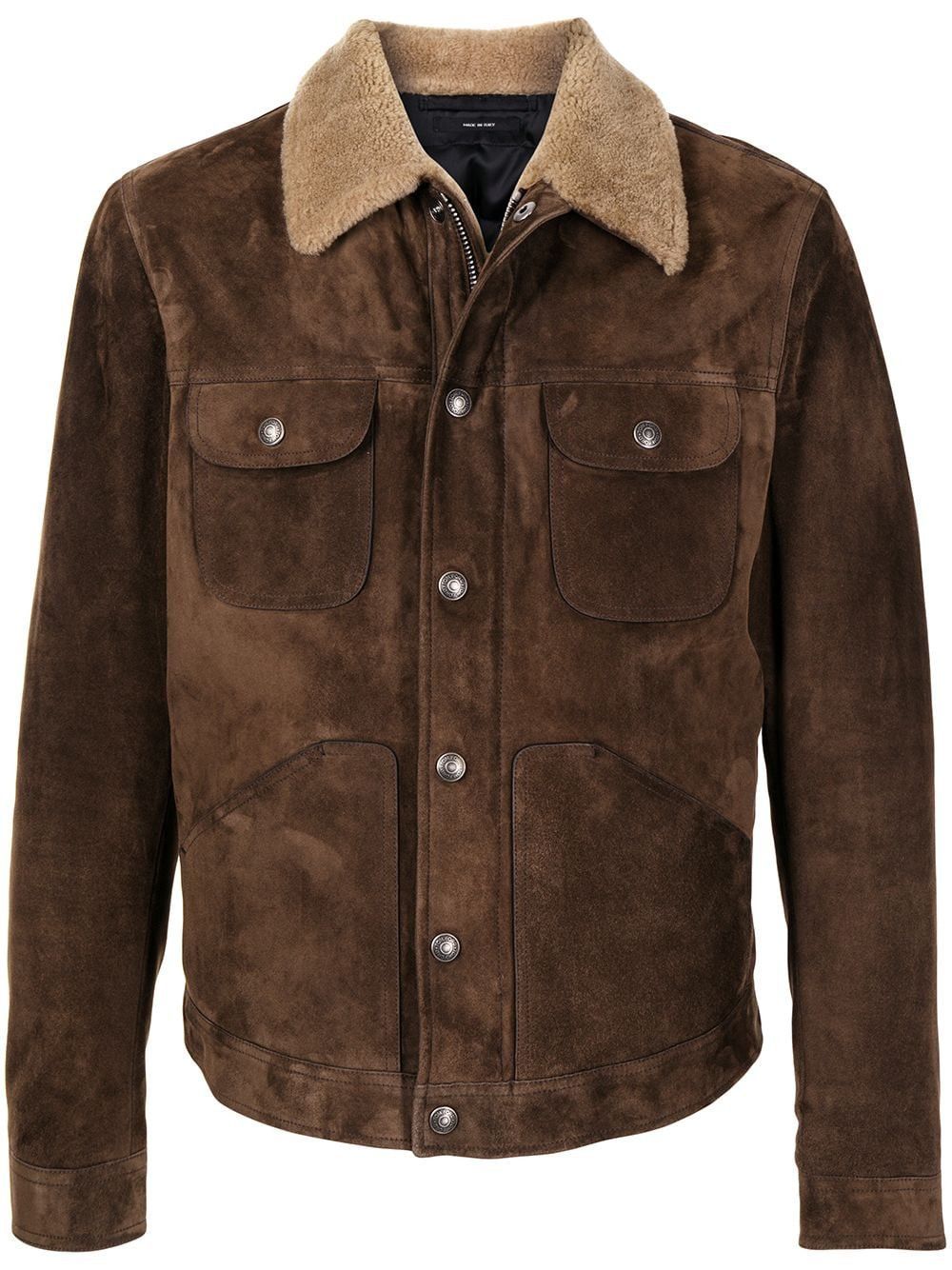 Tom Ford 8350USD Shearling-Trimmed Suede Trucker Jacket - Brown Size US L / EU 52-54 / 3 - 3 Thumbnail