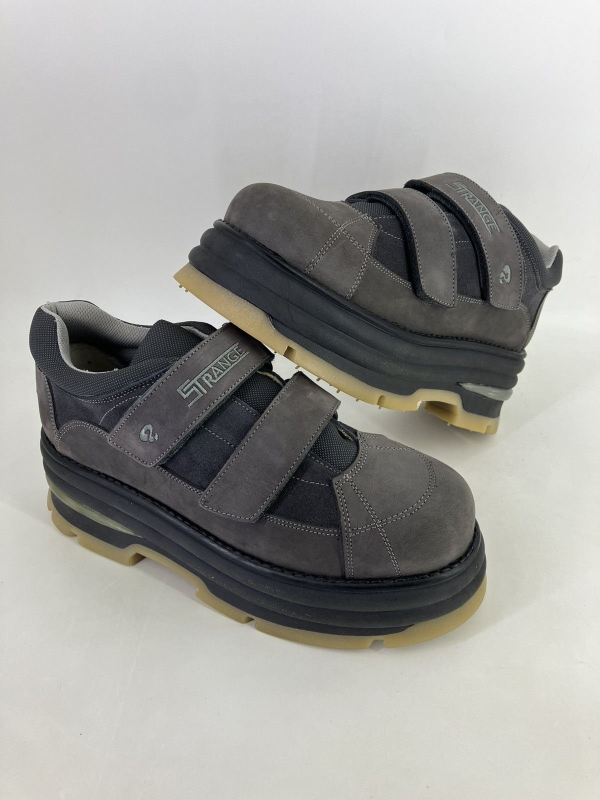 Vintage Strange ? genuine leather chunky platform 90s00s shoes Size US 11 / EU 44 - 1 Thumbnail