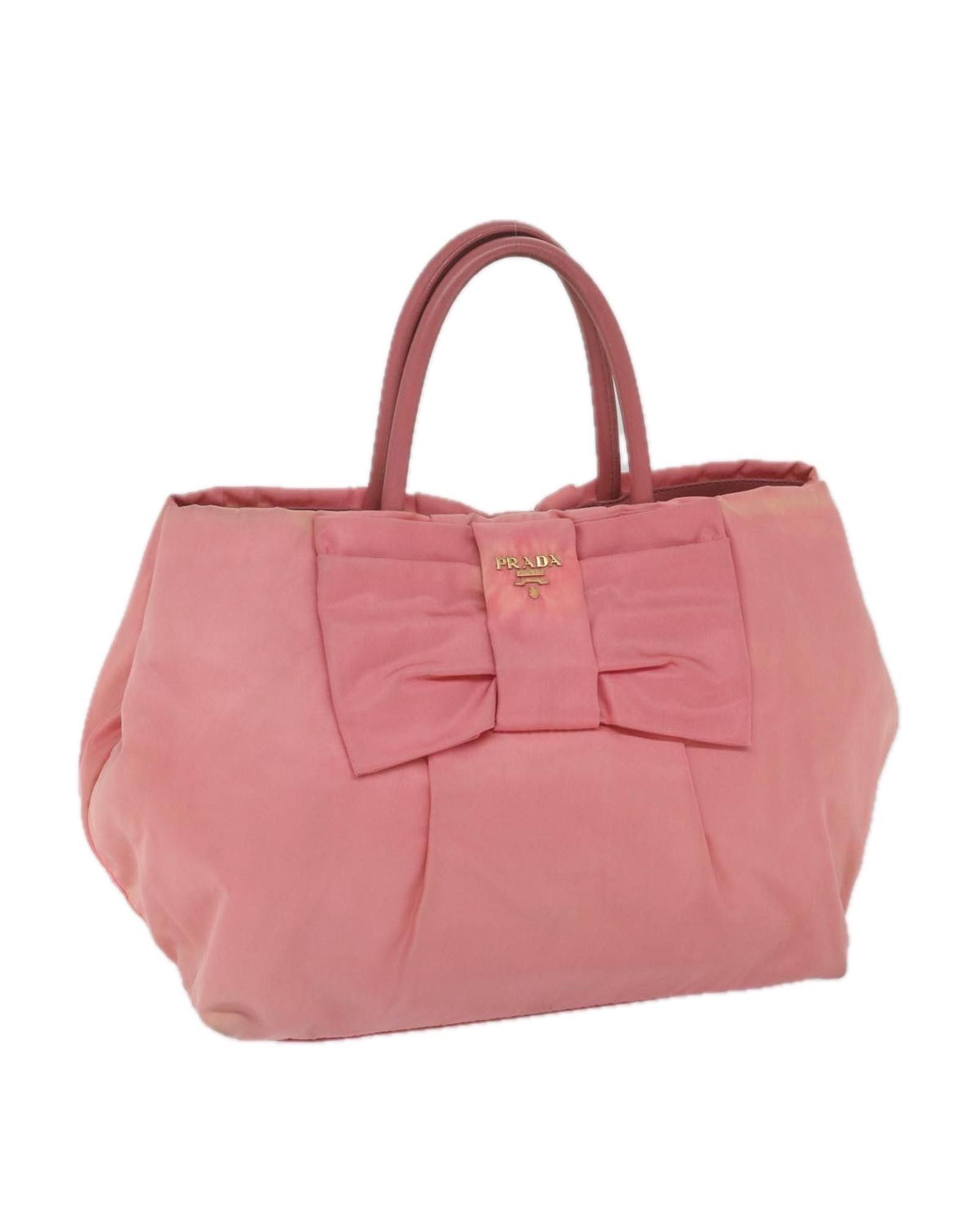 image of Prada Nylon Pink Hand Bag With Accessories, Women's