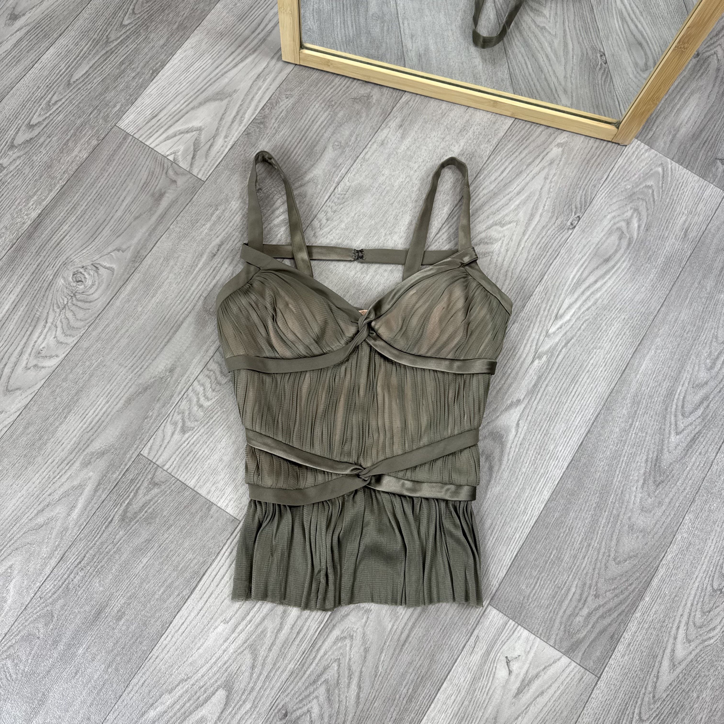Vintage Vintage Amanda Wakeley 00s Silk Corset Style Crop Top Blouse Size M / US 6-8 / IT 42-44 - 7 Thumbnail