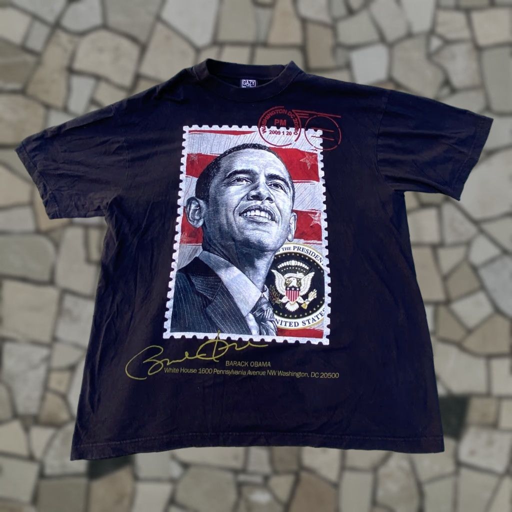 VINTAGE Barack Obama Presidential Inauguration Men's T-Shirt Size 2XL Black Logo Crew Neck Short Sleeve USA 2009 Mens US Presidents Bar​ack Obama