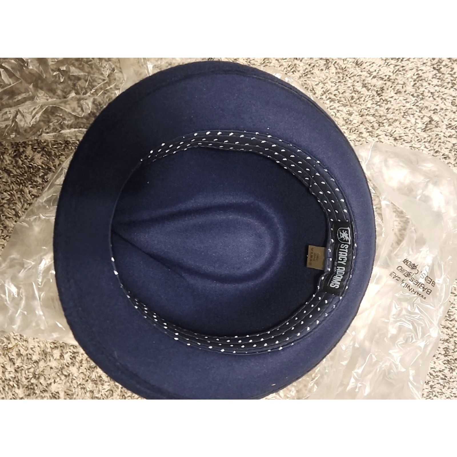 Stacy Adams Stacy Adams Fedora Hat Wool Large NAVY Felt Lined Wool Blend Men Black Friday, Formal, Party/Cocktail, Travel Size ONE SIZE - 3 Thumbnail