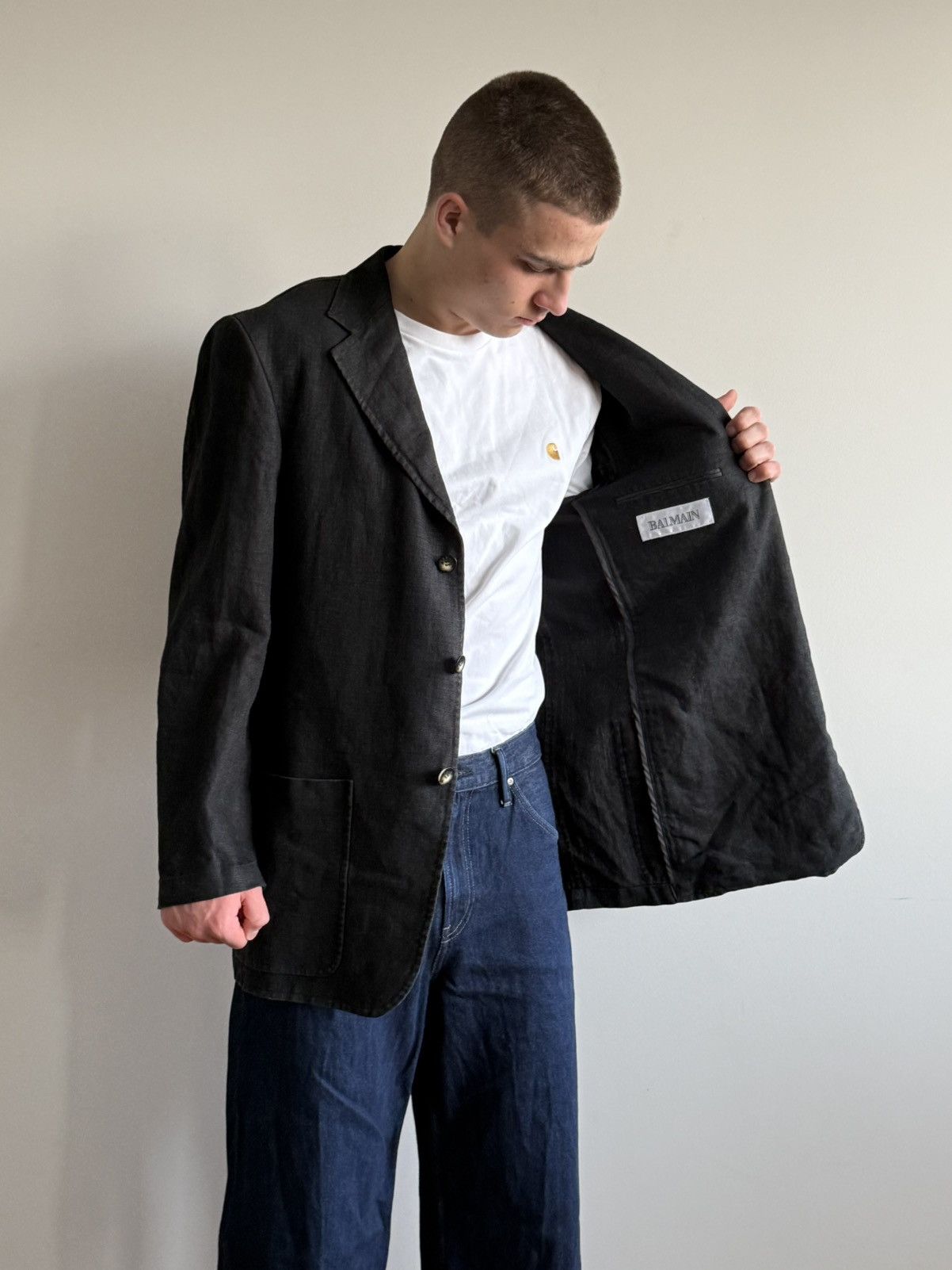 Balmain Vintage Balmain Paris Linen Tailored Blazer | Summer Jacket Size 52L - 2 Thumbnail