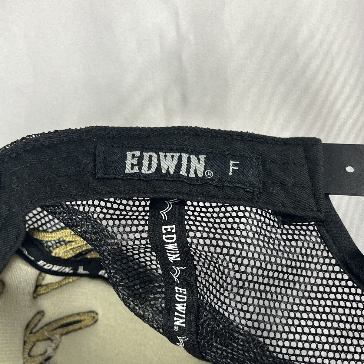 Edwin × Japanese Brand Edwin Japan Y2K Hat Mesh Trucker Black Chainstitching Size ONE SIZE - 5 Thumbnail