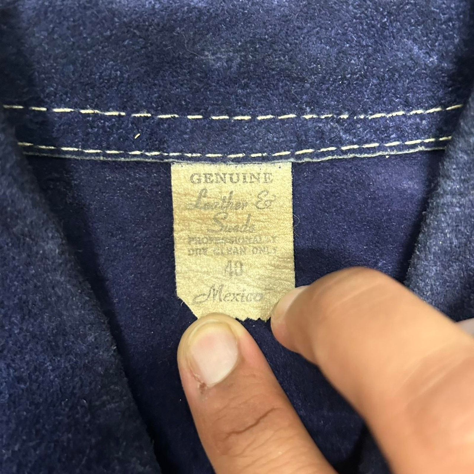 Other VTG 60s/70s Navy blue suede leather western pearl snap shirt Size US L / EU 52-54 / 3 - 3 Thumbnail