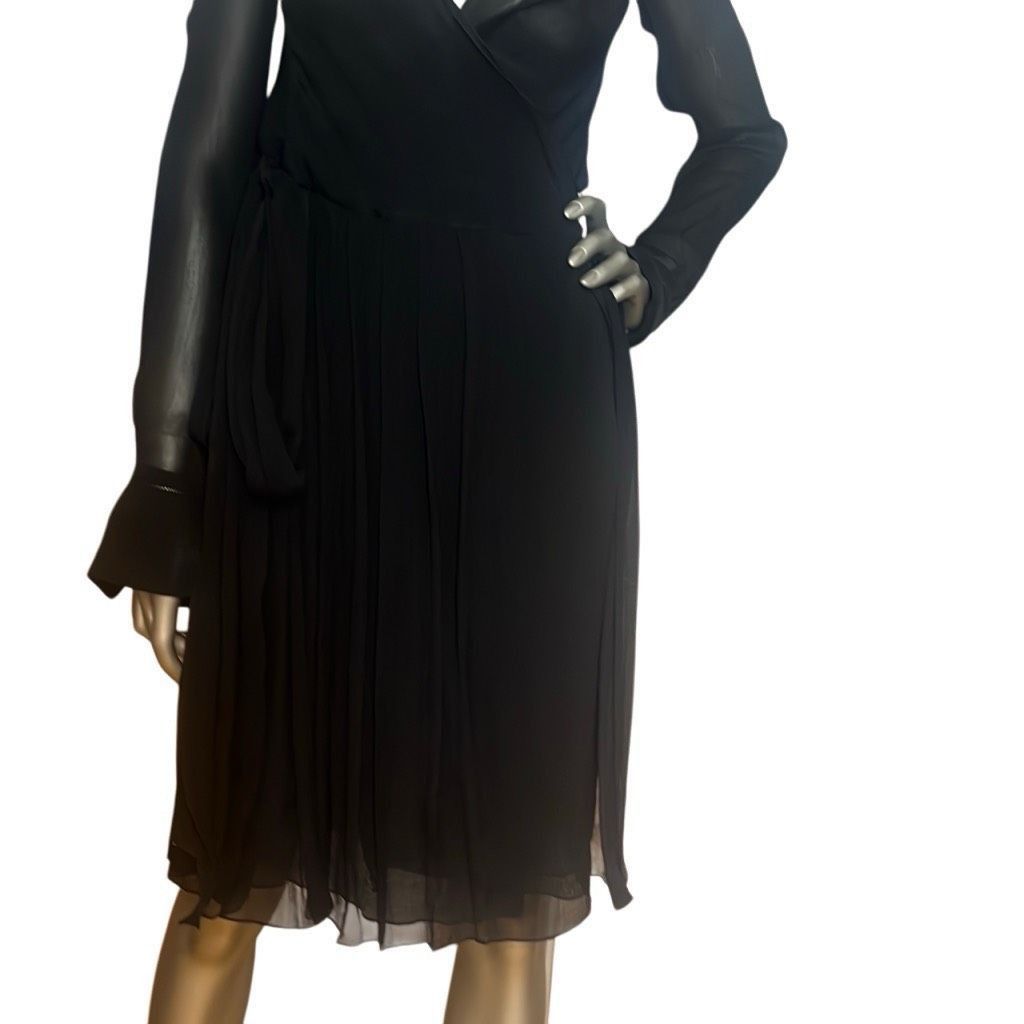 Celine NWT Celine Black Silk Wrap Dress (012) Size S / US 4 / IT 40 - 3 Thumbnail
