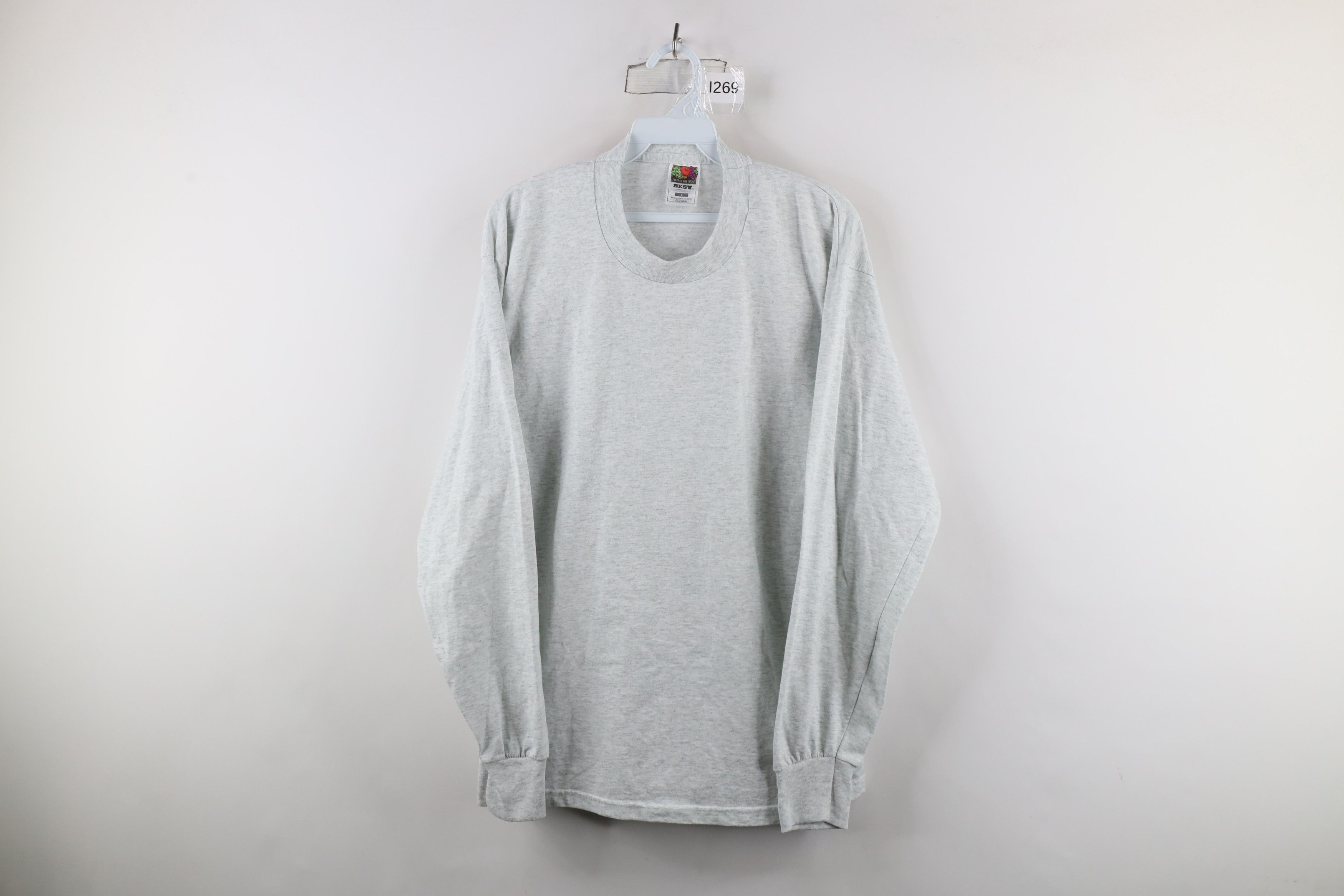 Vintage Vintage 90s Streetwear Long Sleeve T-Shirt Heather Gray USA Size US L / EU 52-54 / 3 - 1 Thumbnail