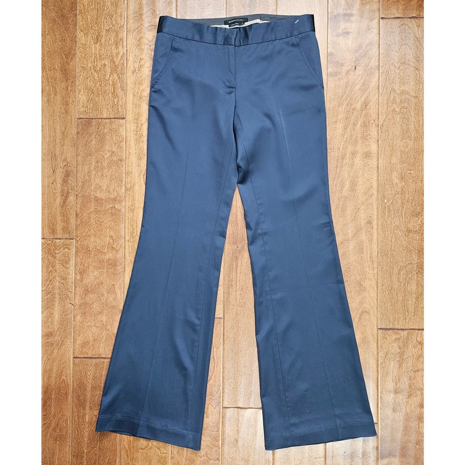 Bcbgmaxazria BCBG MAXAZRIA Blue Satin The Slim Flare Carla Dress Pants 6 Size 28" / US 6 / IT 42 - 1 Thumbnail