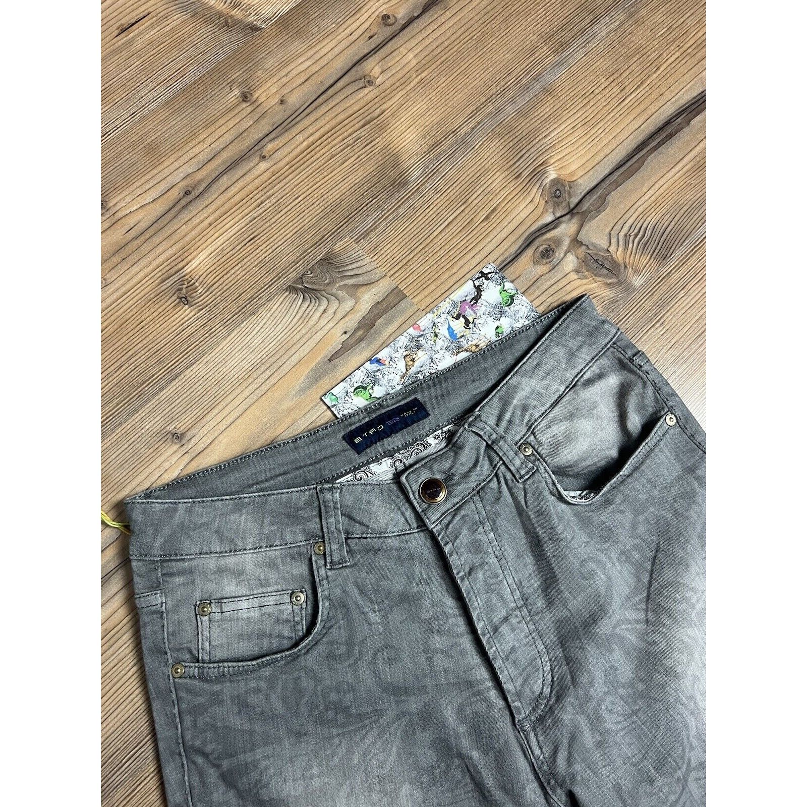 Etro NWT ETRO Paisley Men`s Gray Slim Fit Skinny Jeans Size 32 Size US 32 / EU 48 - 16 Thumbnail