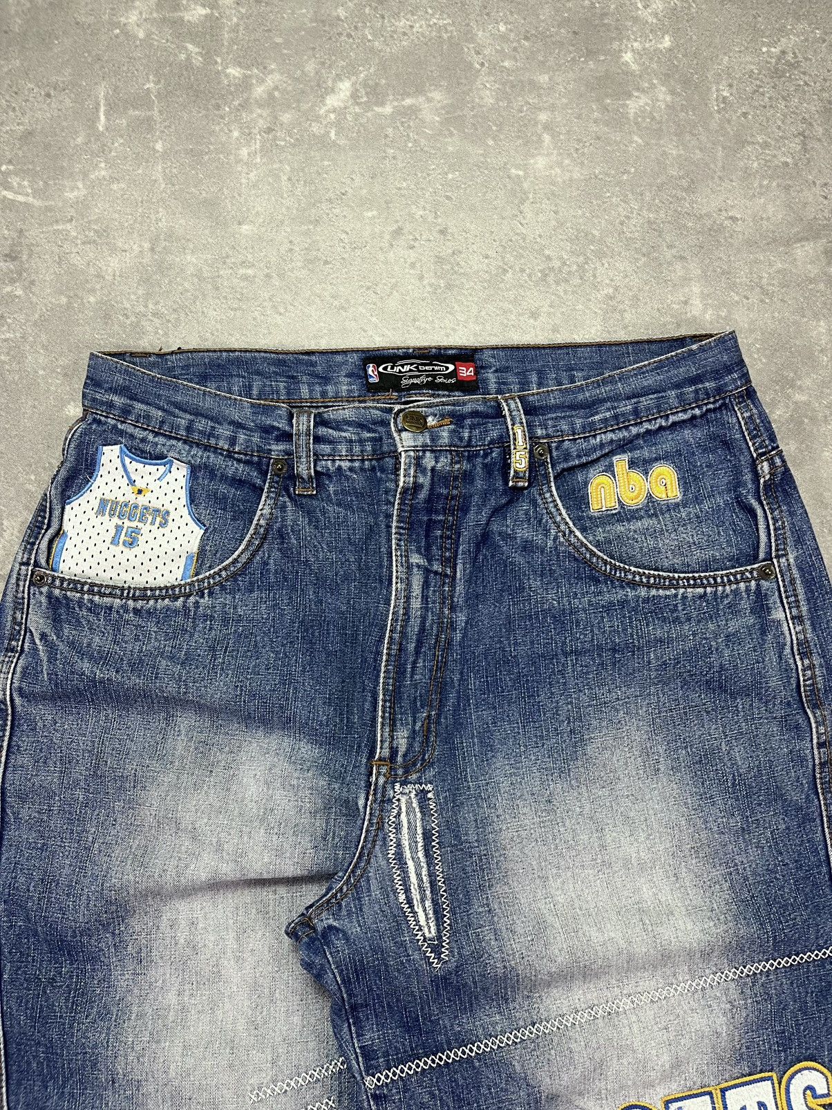 NBA UNK NBA Denver Nuggets Printed Baggy Denim Jeans 34 Size US 34 / EU 50 - 7 Thumbnail