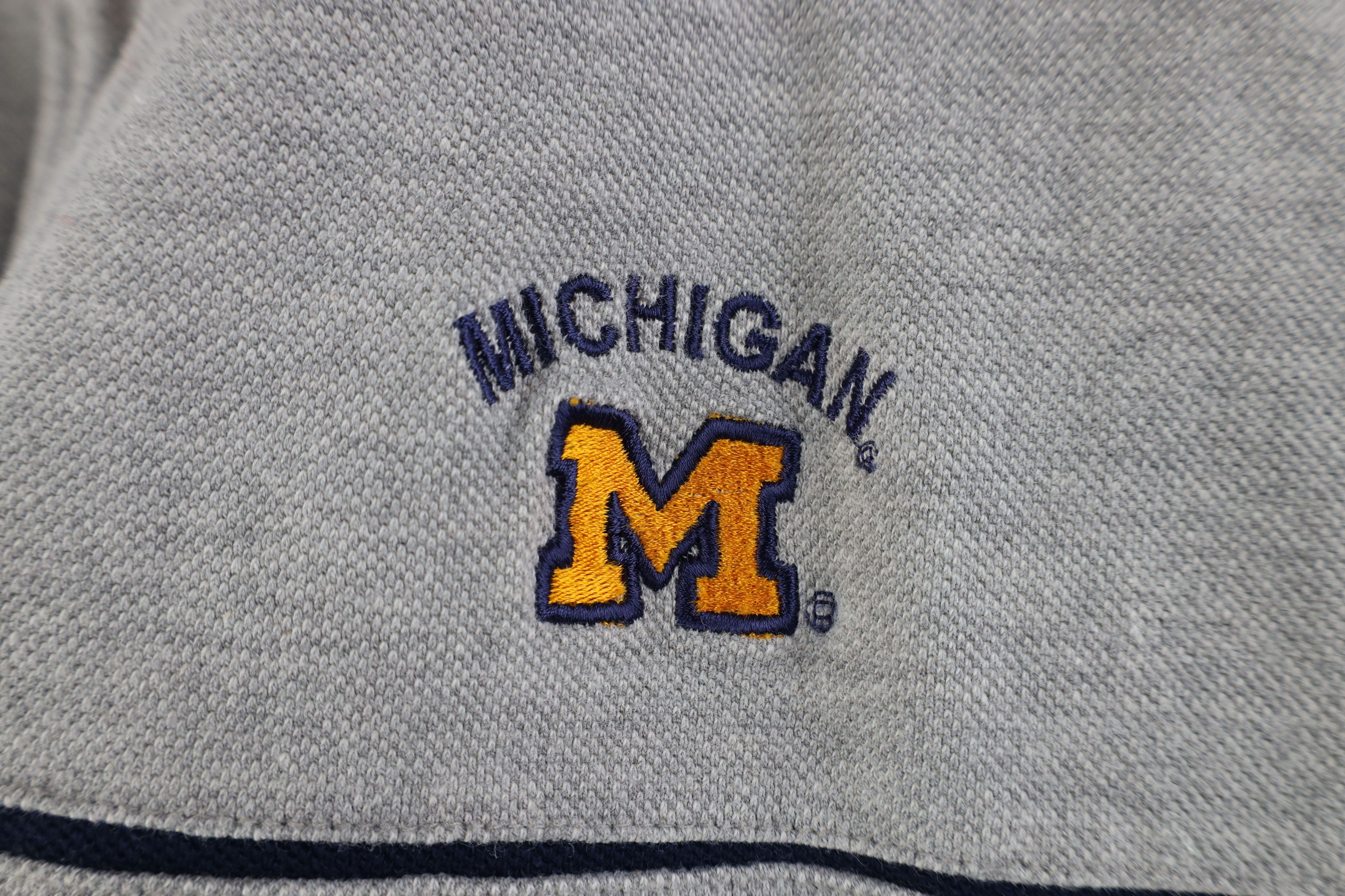 Vintage Vintage 90s Block M University of Michigan Polo Shirt Gray Size US M / EU 48-50 / 2 - 4 Thumbnail