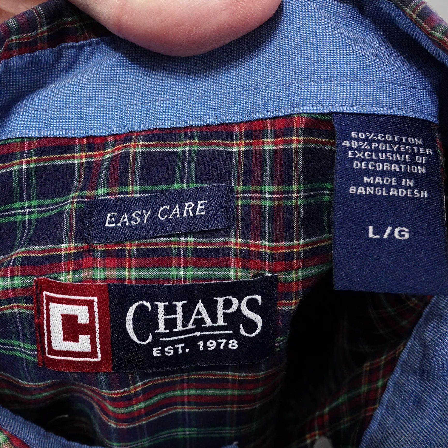 Chaps CHAPS Easy Care Shirt Mens SZ L Long Sleeve Plaid Button-Down Size US L / EU 52-54 / 3 - 6 Thumbnail