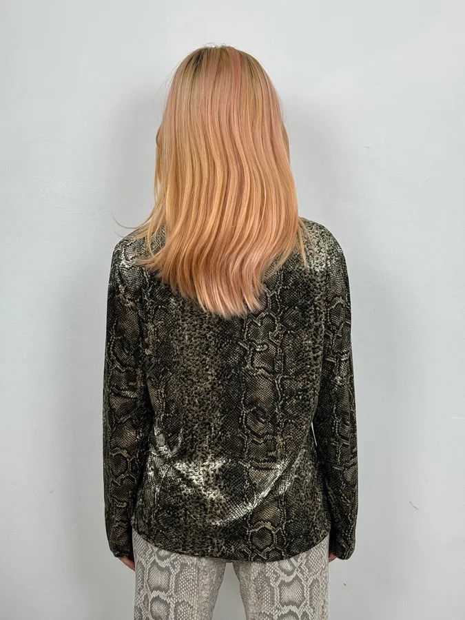 Vintage 2000s Anne Fontaine Grey Snakeskin Effect Longsleeves Size US XS / EU 42 / 0 - 2 Thumbnail