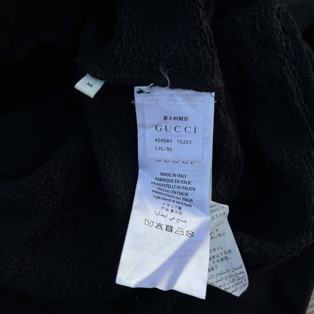 Gucci Gucci Black Distressed-Effect Logo-Print Cotton Hoodie Size US M / EU 48-50 / 2 - 8 Thumbnail